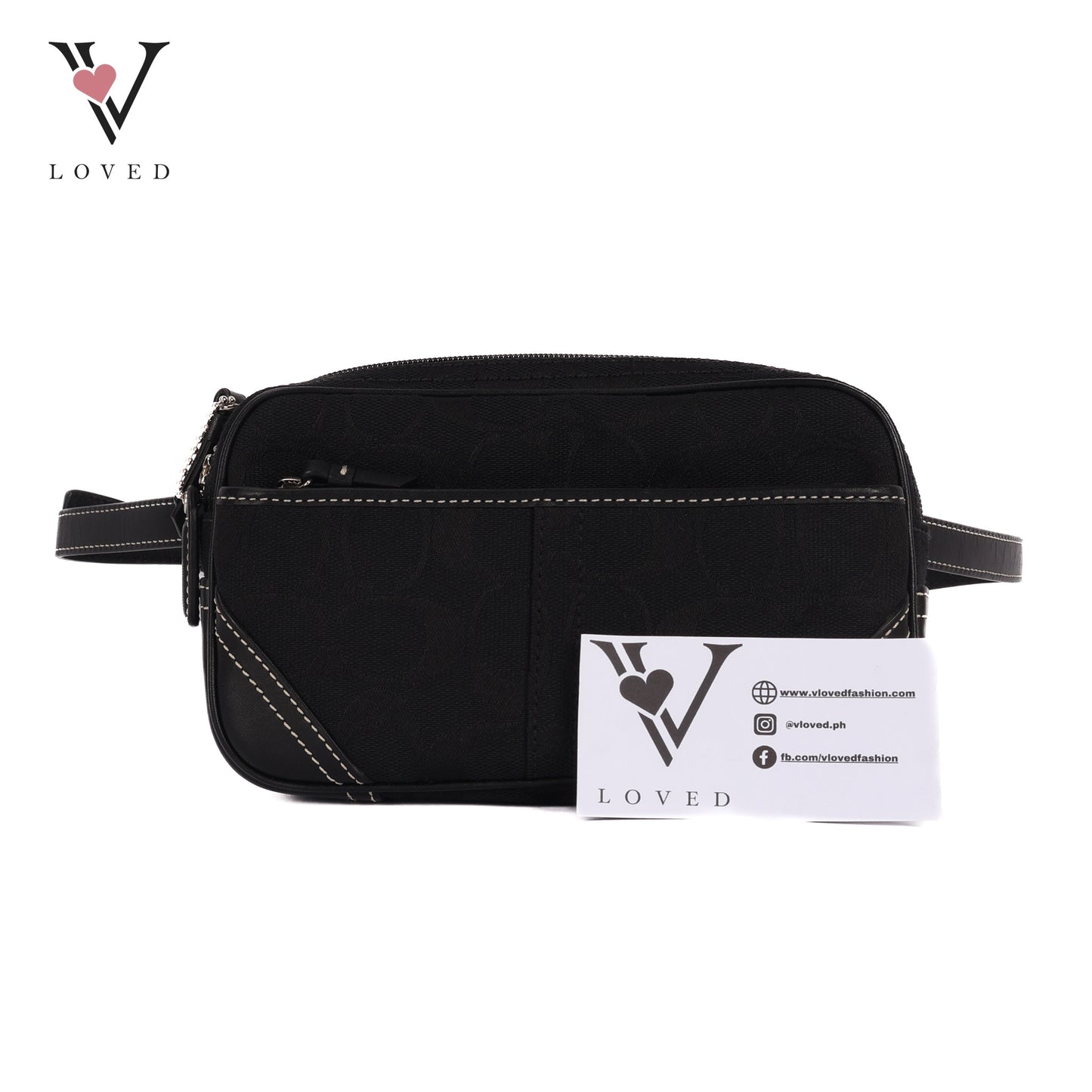 Waist Bag In Canvas Black Full Pattern