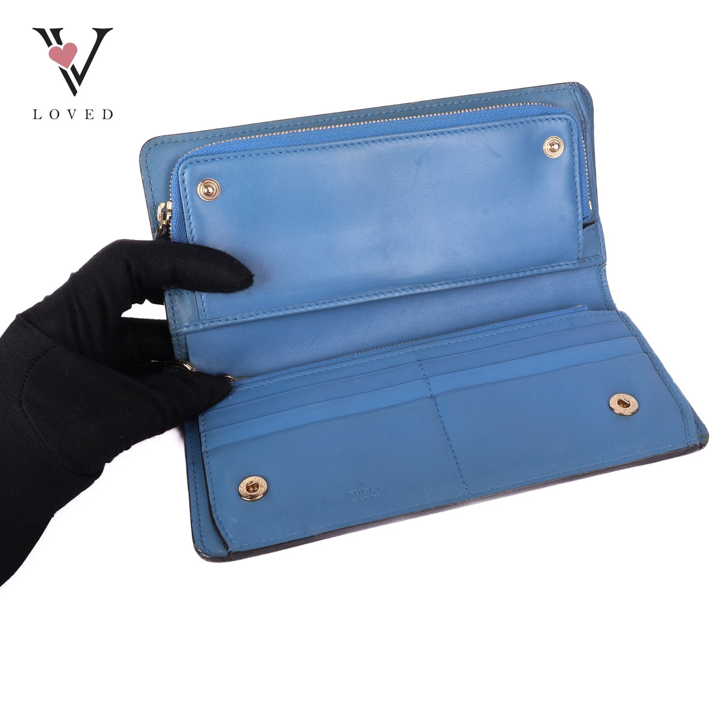GG Marmont Bi-Color Zip Around Long Wallet