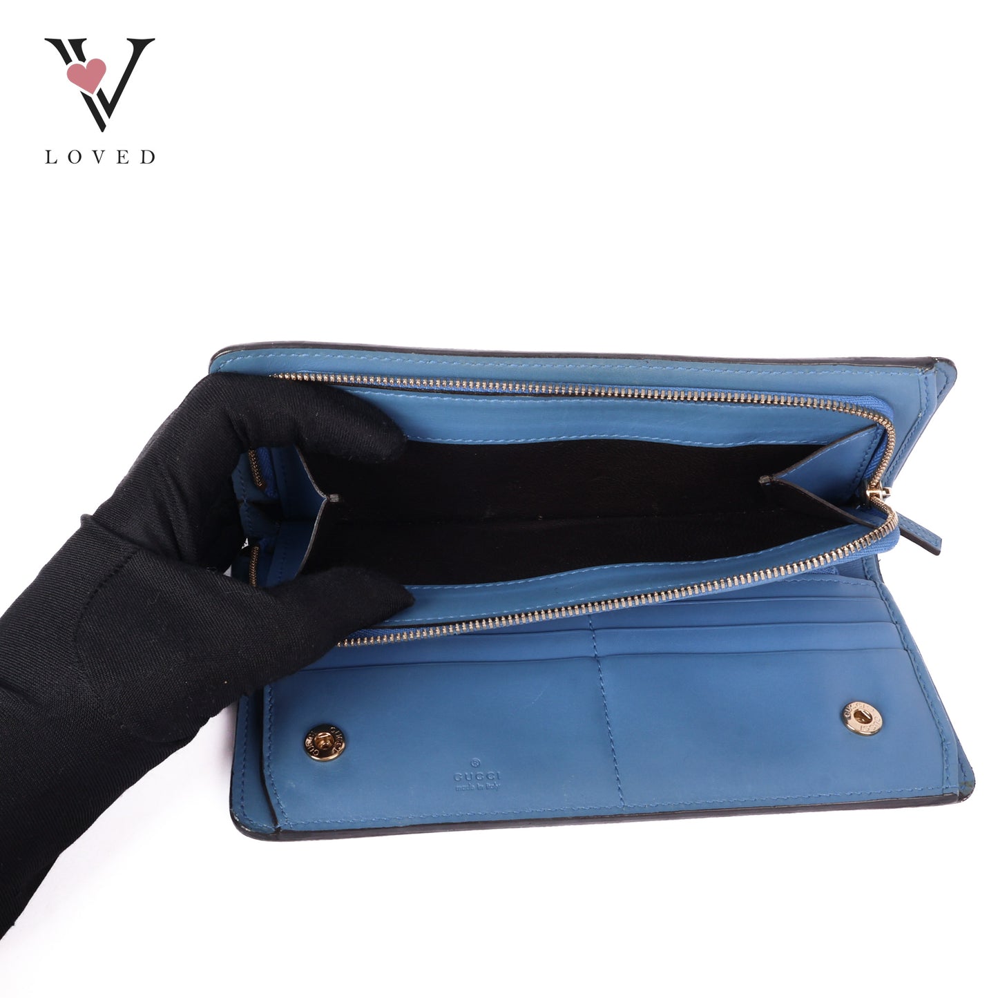 GG Marmont Bi-Color Zip Around Long Wallet