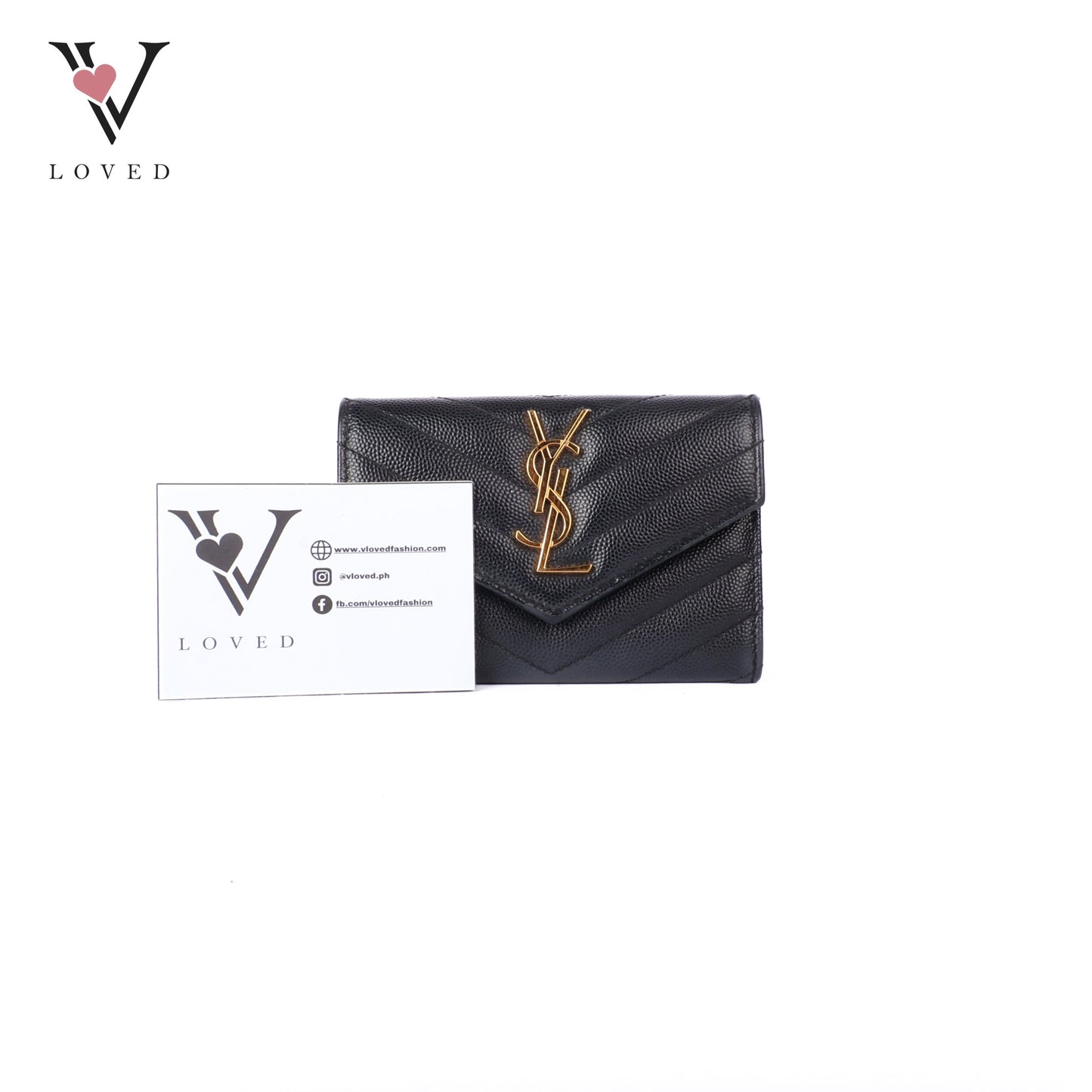 Black Grain De Poudre Cassandre Matelasse Small Envelope Wallet