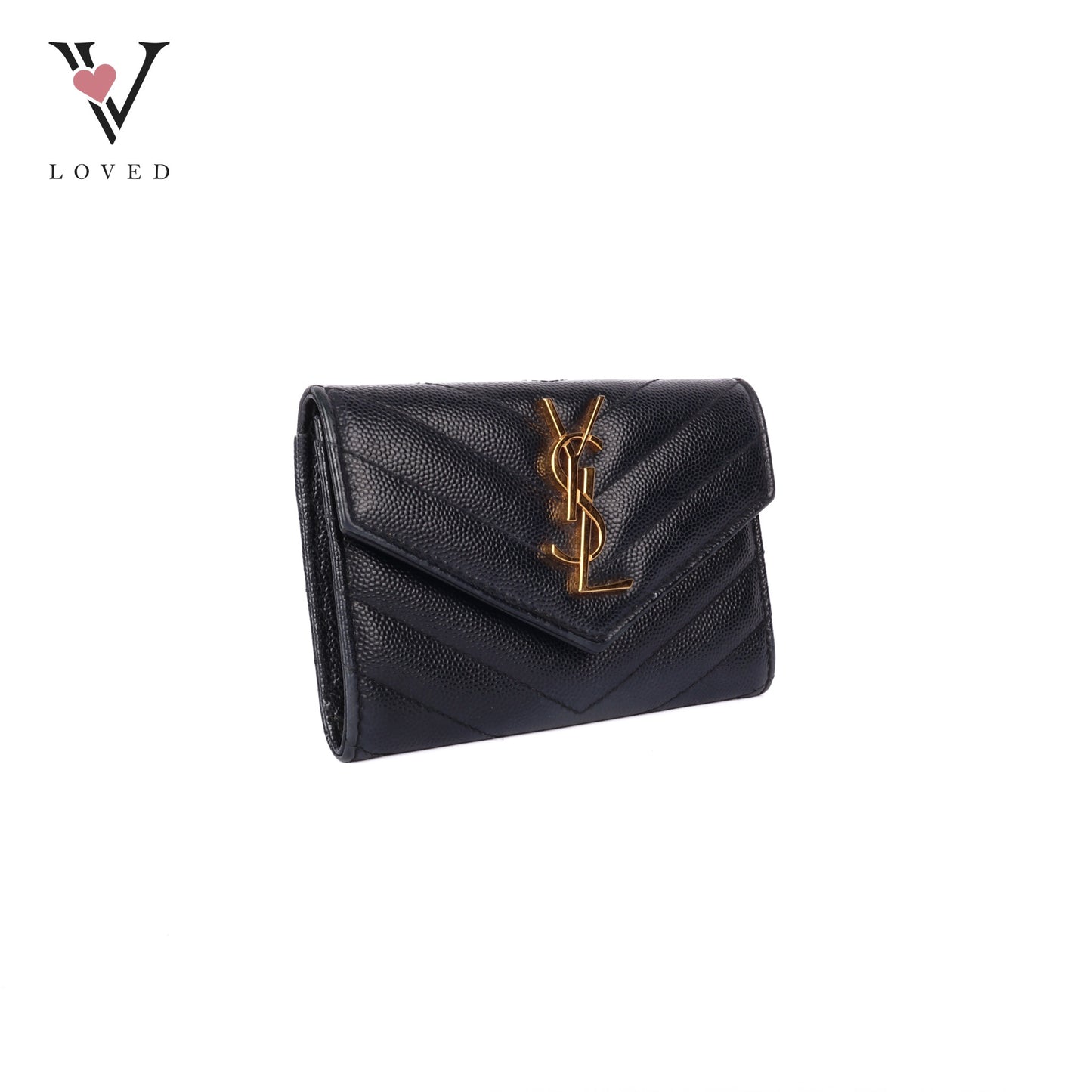 Black Grain De Poudre Cassandre Matelasse Small Envelope Wallet