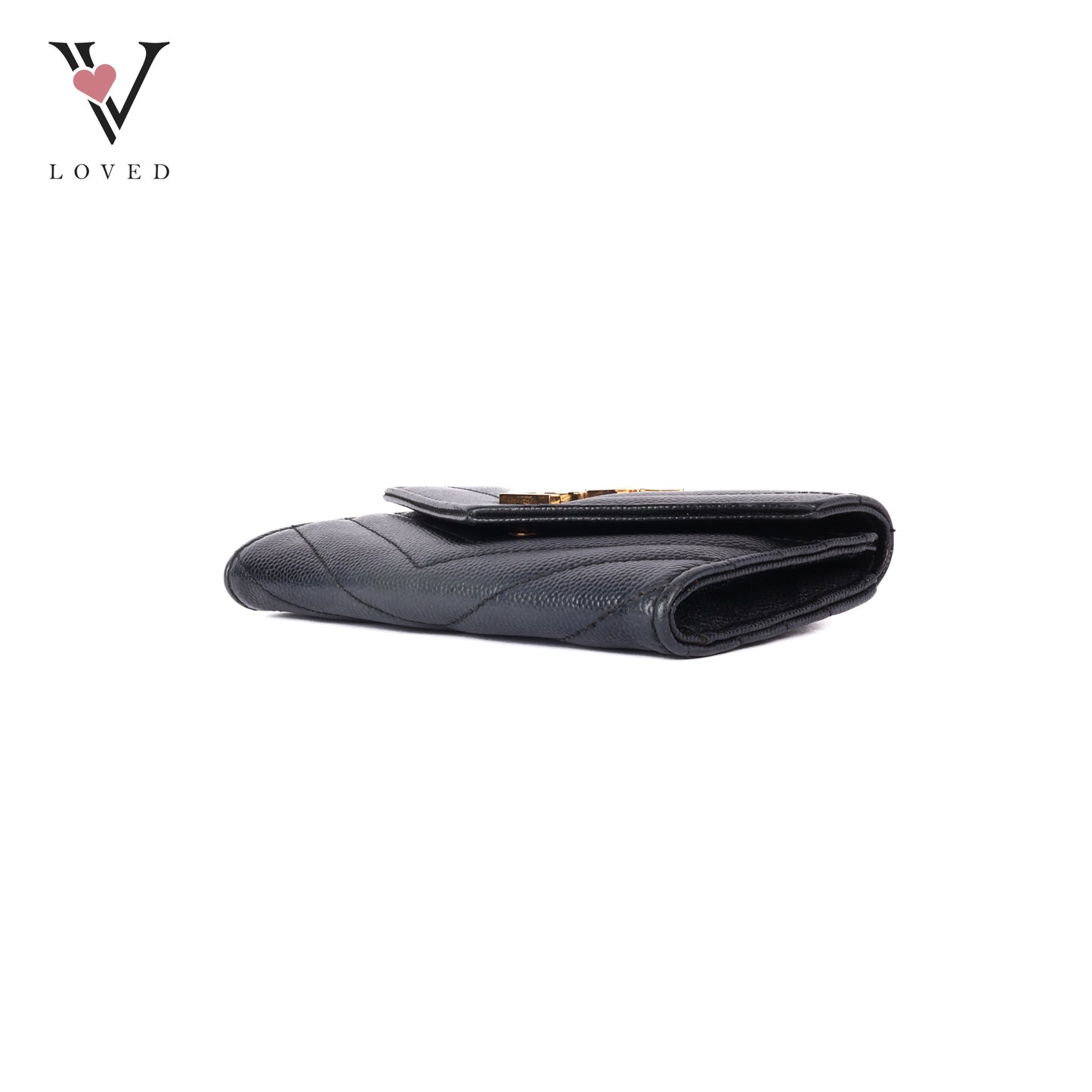 Black Grain De Poudre Cassandre Matelasse Small Envelope Wallet