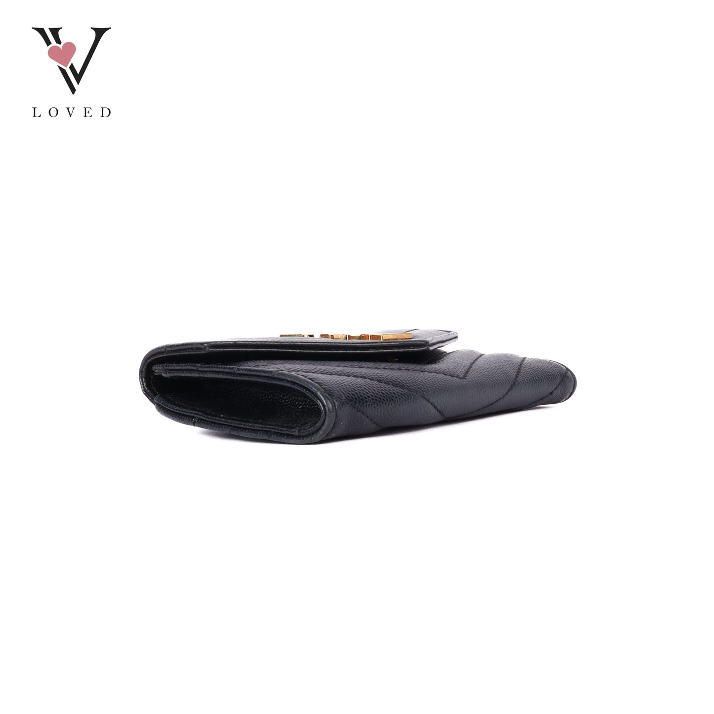Black Grain De Poudre Cassandre Matelasse Small Envelope Wallet