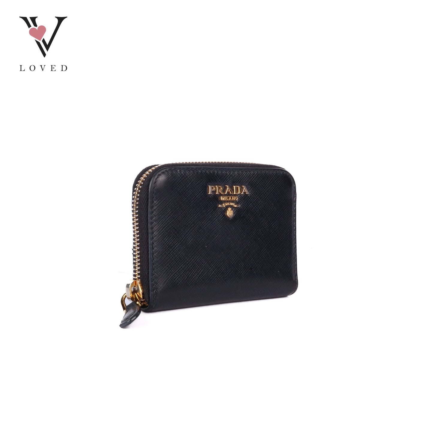 Black Saffiano Zip Around Compact Wallet