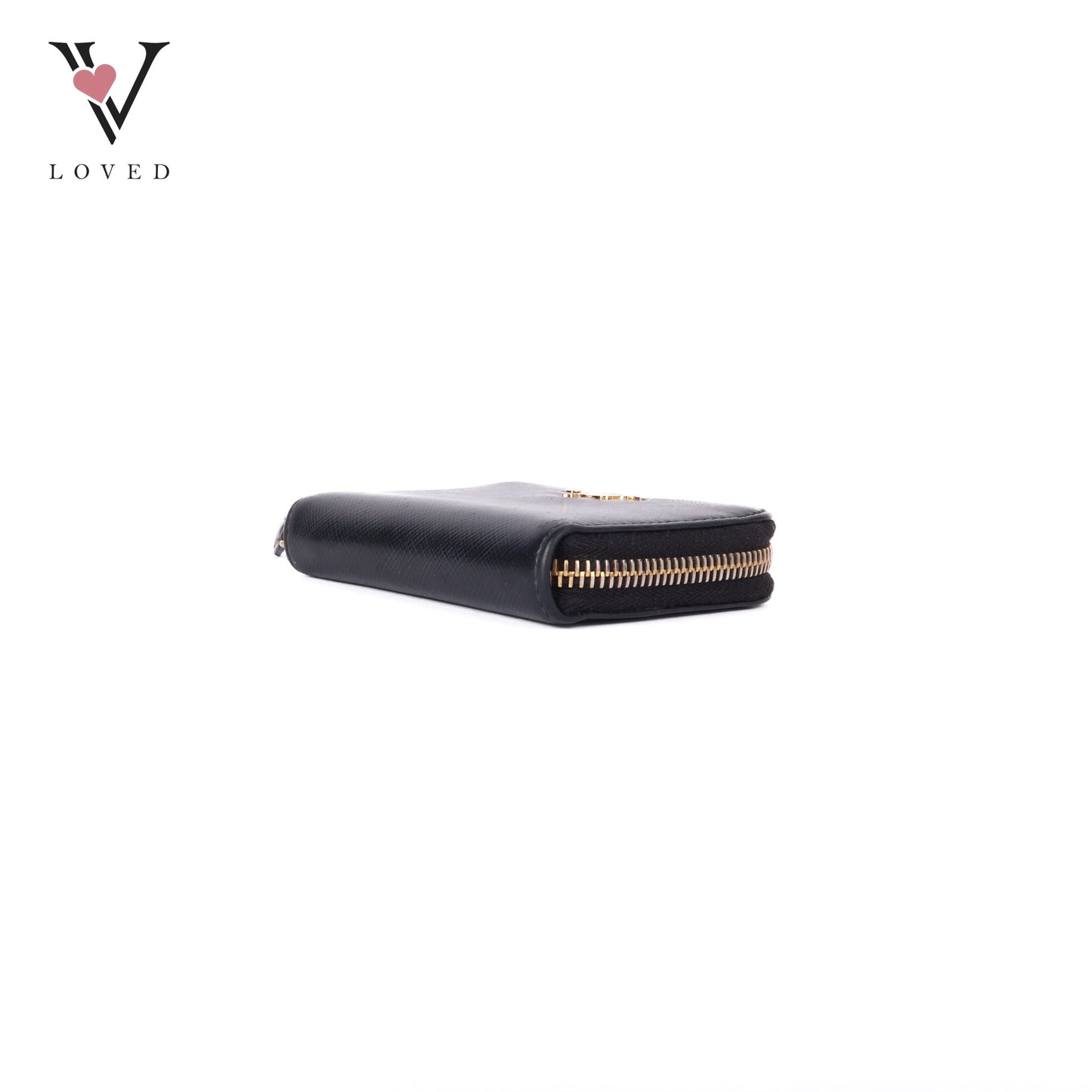 Black Saffiano Zip Around Compact Wallet