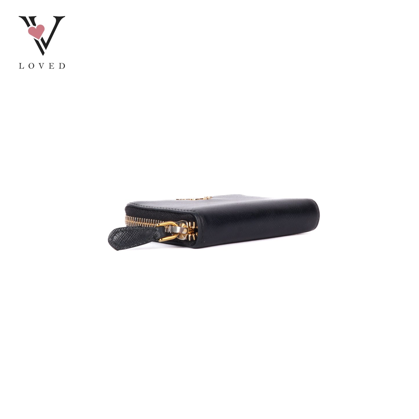 Black Saffiano Zip Around Compact Wallet