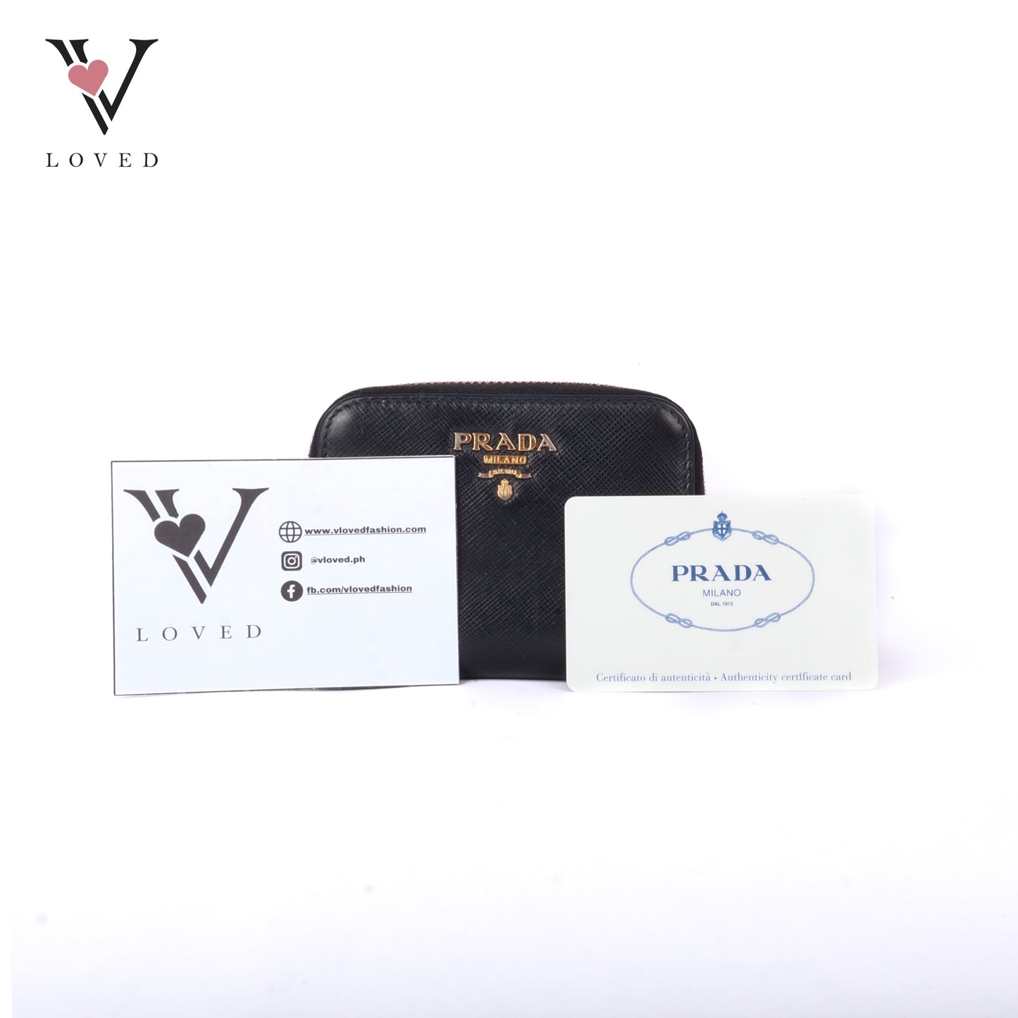 Black Saffiano Zip Around Compact Wallet