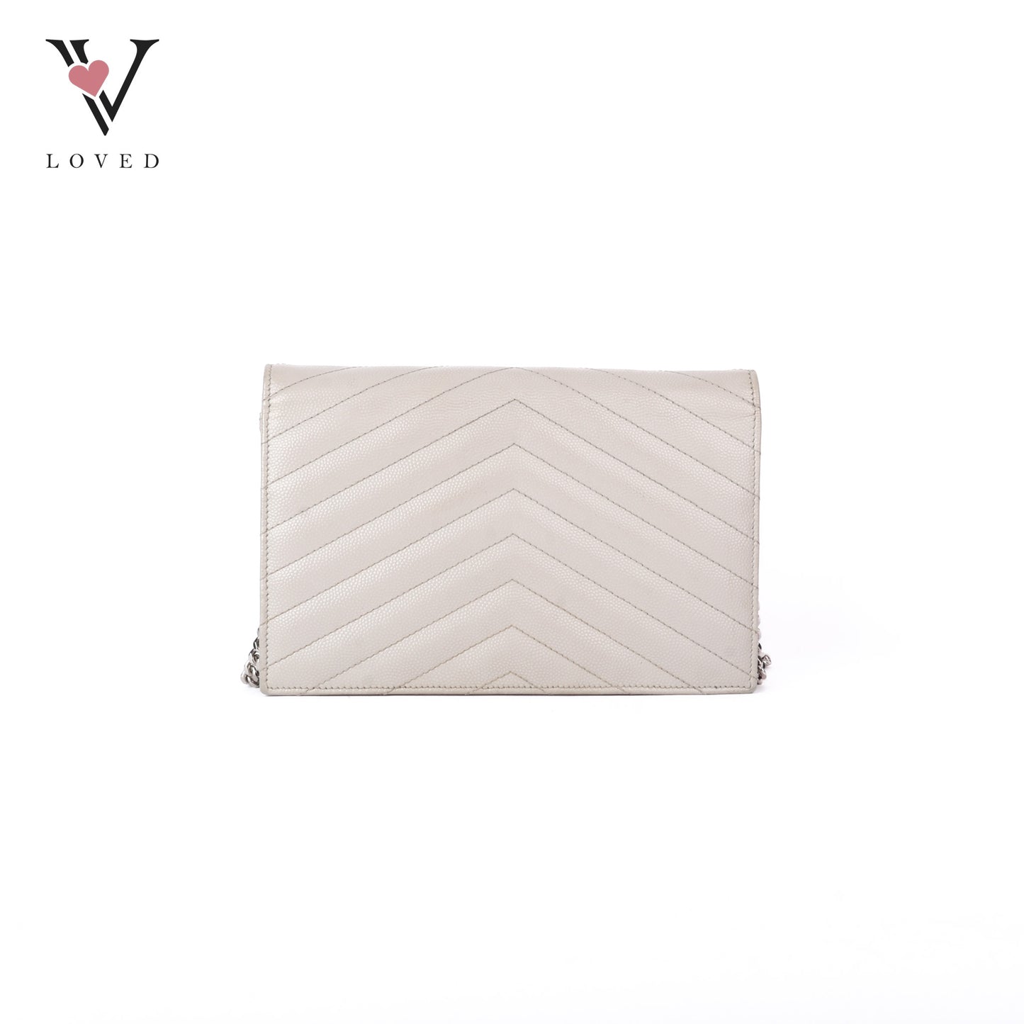 Matelasse Monogram Envelope Wallet On Chain In Grey