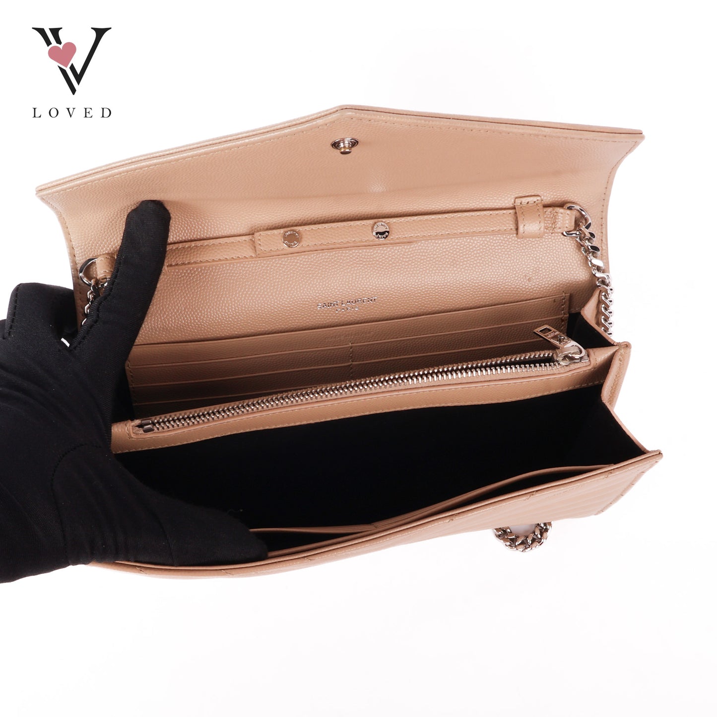 Cassandre Envelope Chain Wallet In Grain De Poudre Leather