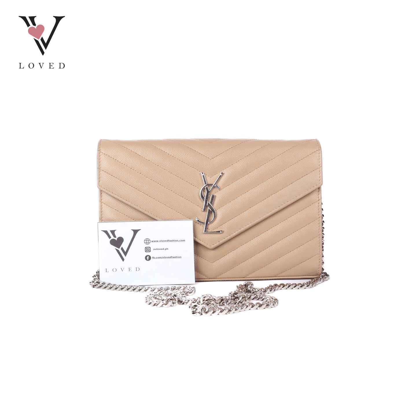 Cassandre Envelope Chain Wallet In Grain De Poudre Leather