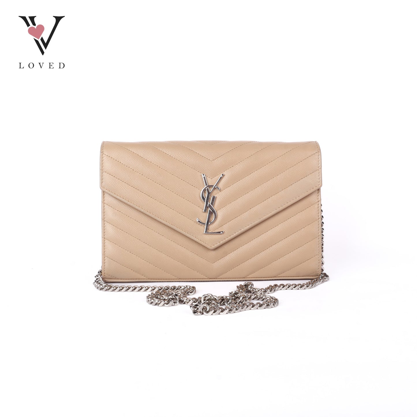 Cassandre Envelope Chain Wallet In Grain De Poudre Leather