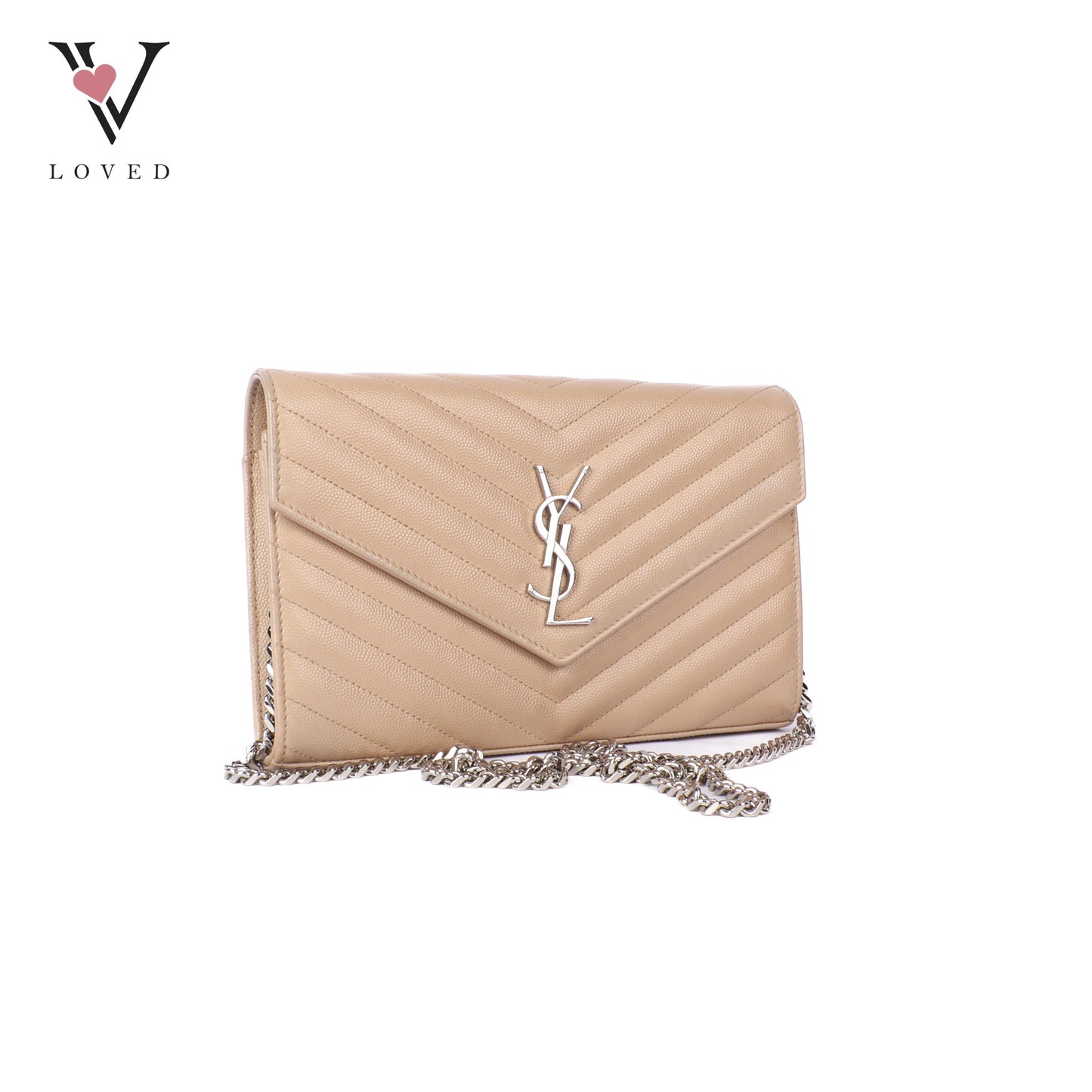 Cassandre Envelope Chain Wallet In Grain De Poudre Leather
