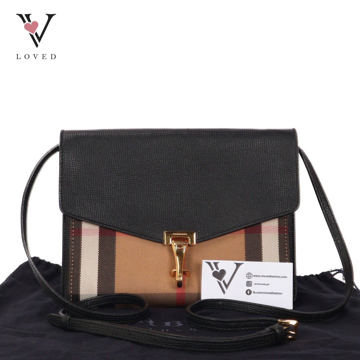 Macken In Small House Check And Black Derby Calfskin Crossbody Bag