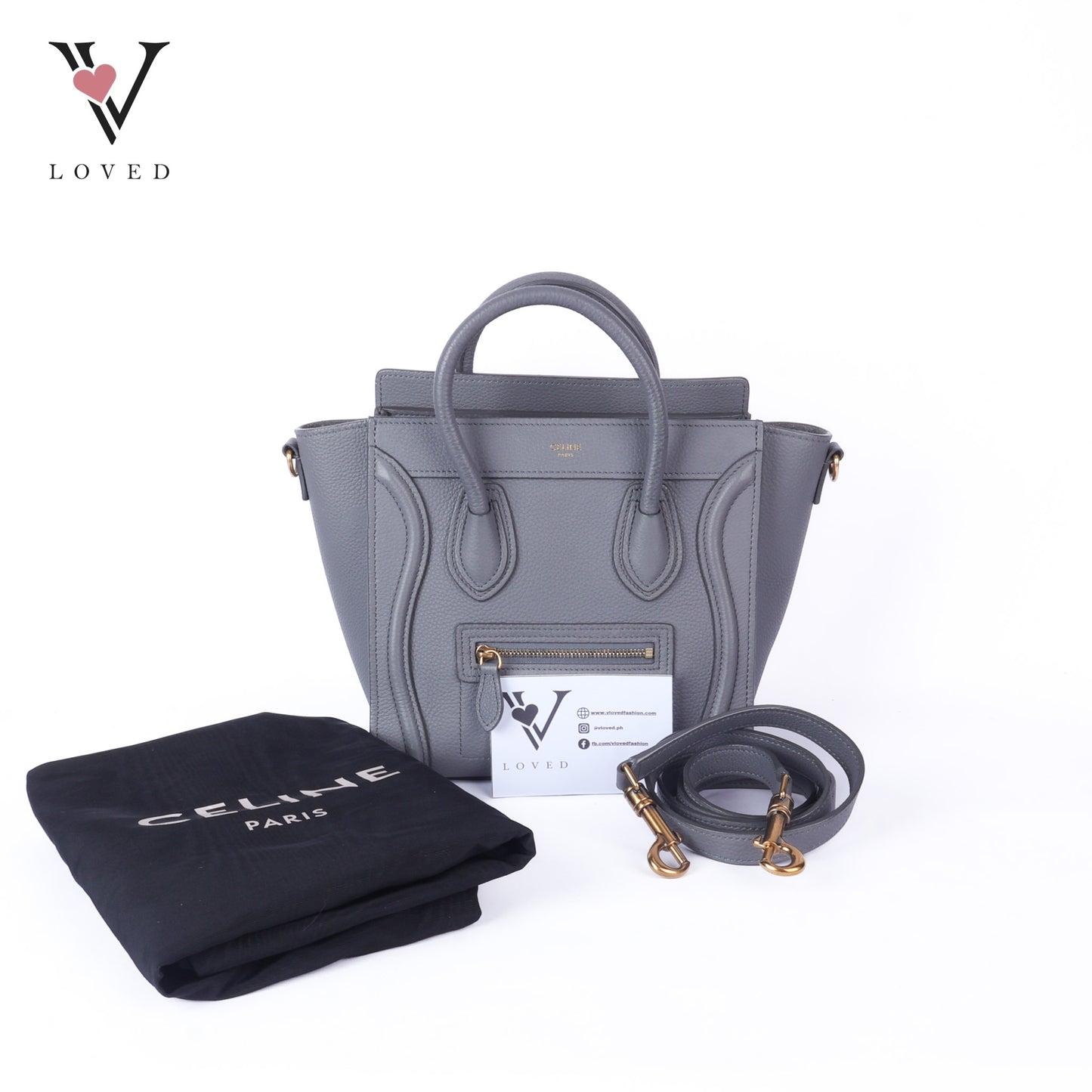 Drummed Calfskin Luggage Nano Kohl