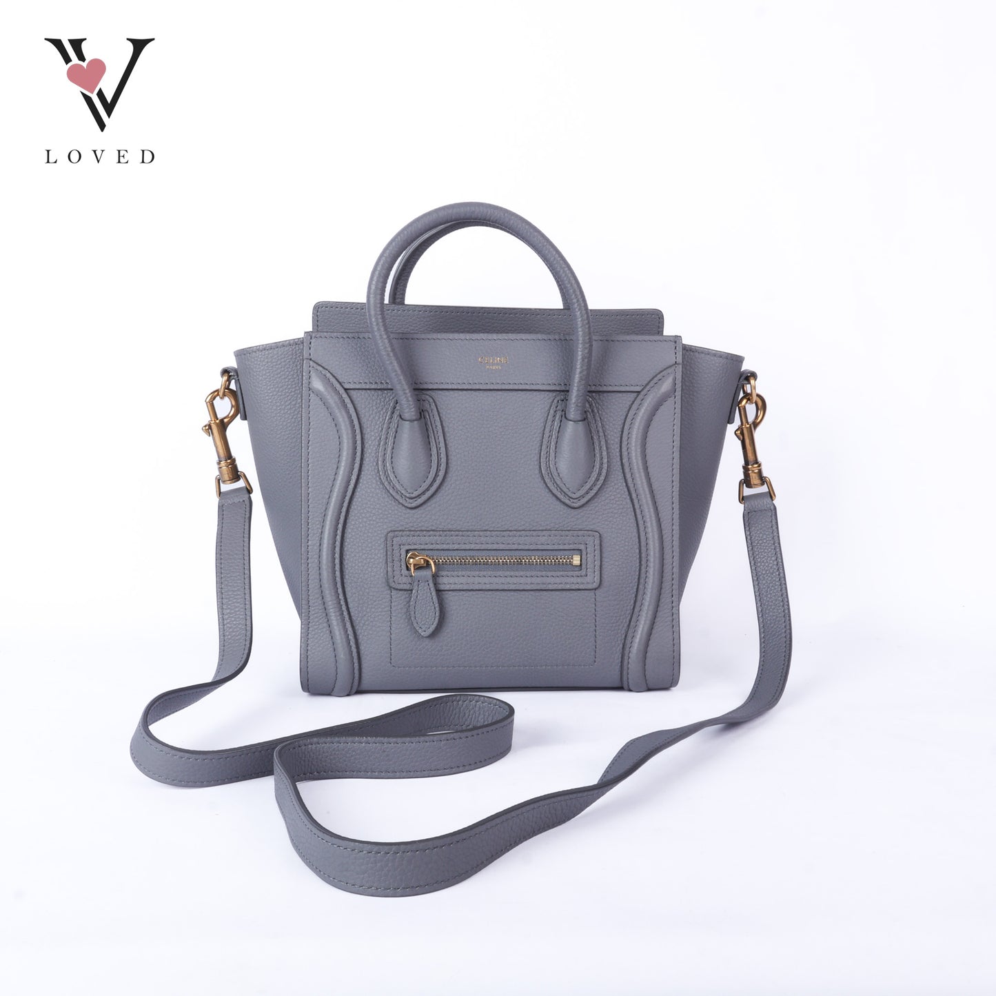 Drummed Calfskin Luggage Nano Kohl