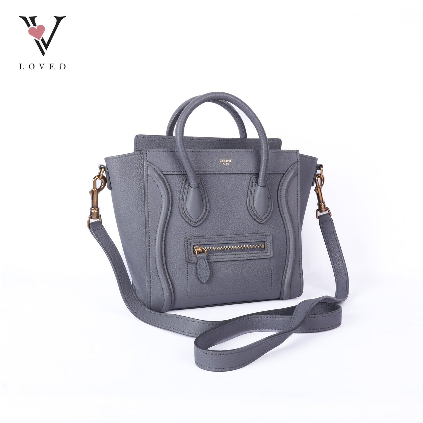 Drummed Calfskin Luggage Nano Kohl
