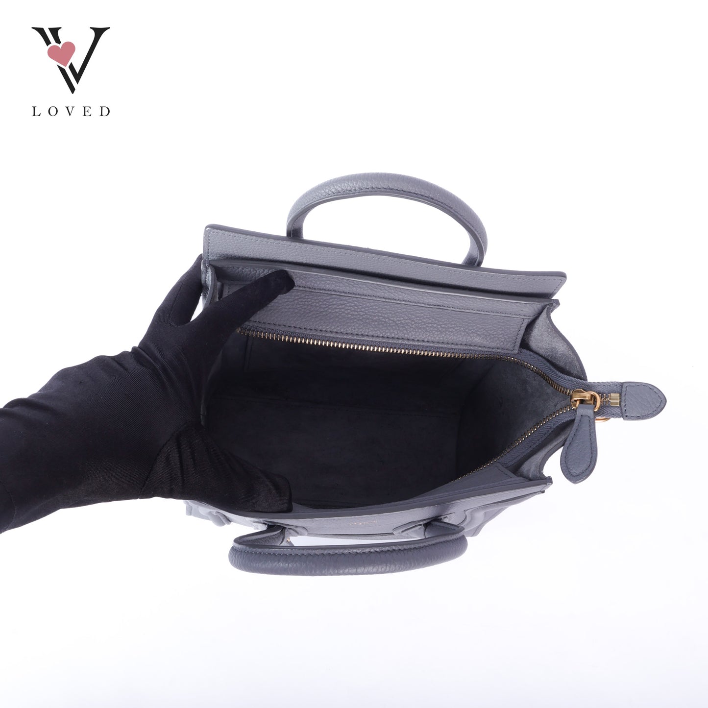 Drummed Calfskin Luggage Nano Kohl