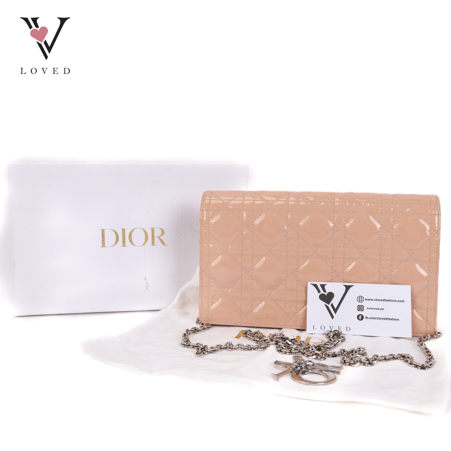 Lady Dior Rendezvous Wallet On Chain in Pink Patent Cannage Leather