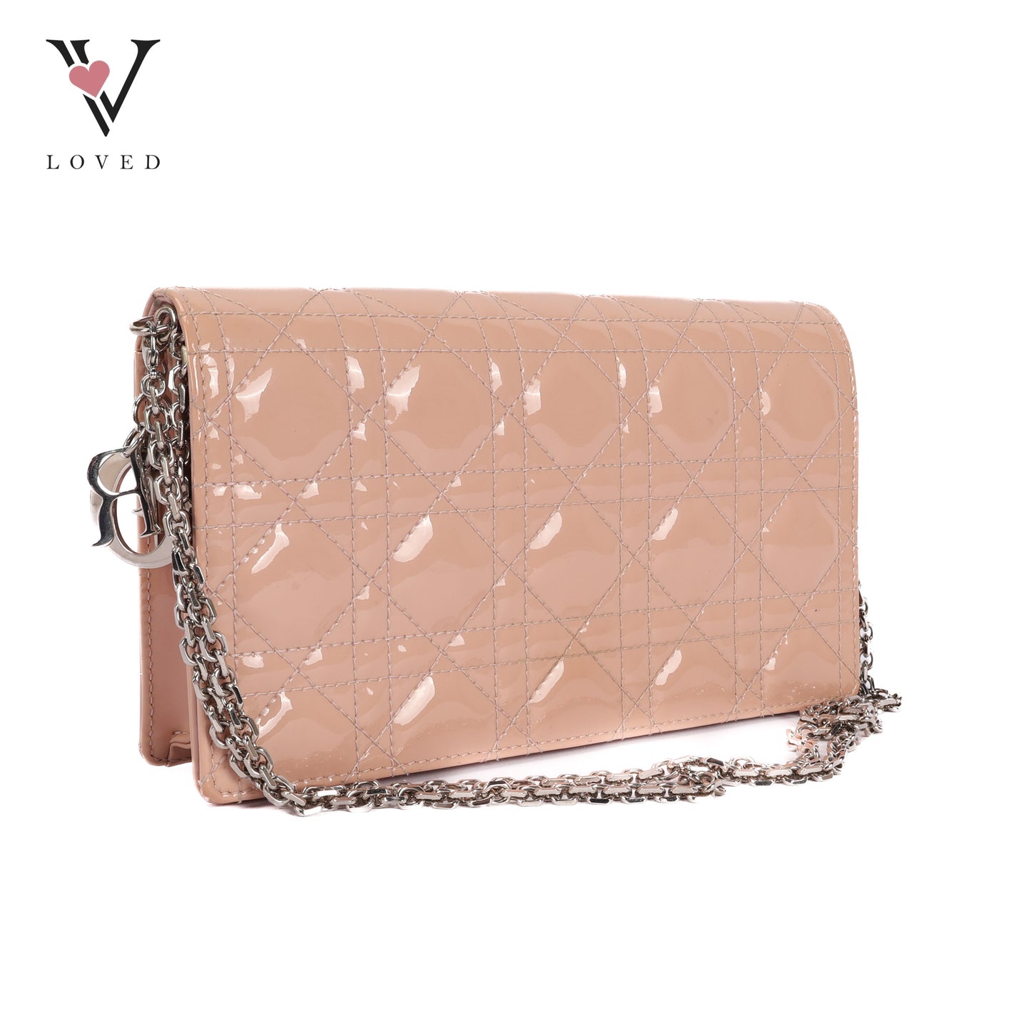 Lady Dior Rendezvous Wallet On Chain in Pink Patent Cannage Leather