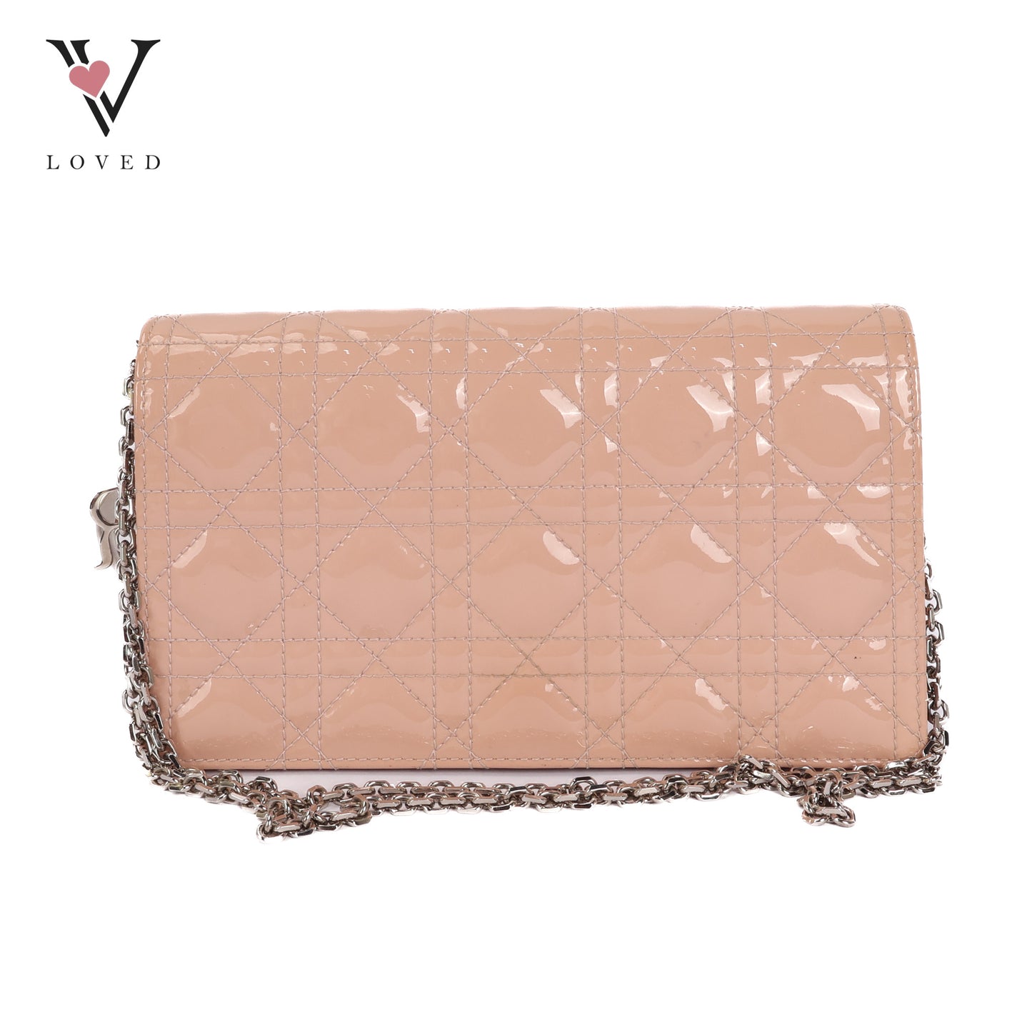 Lady Dior Rendezvous Wallet On Chain in Pink Patent Cannage Leather
