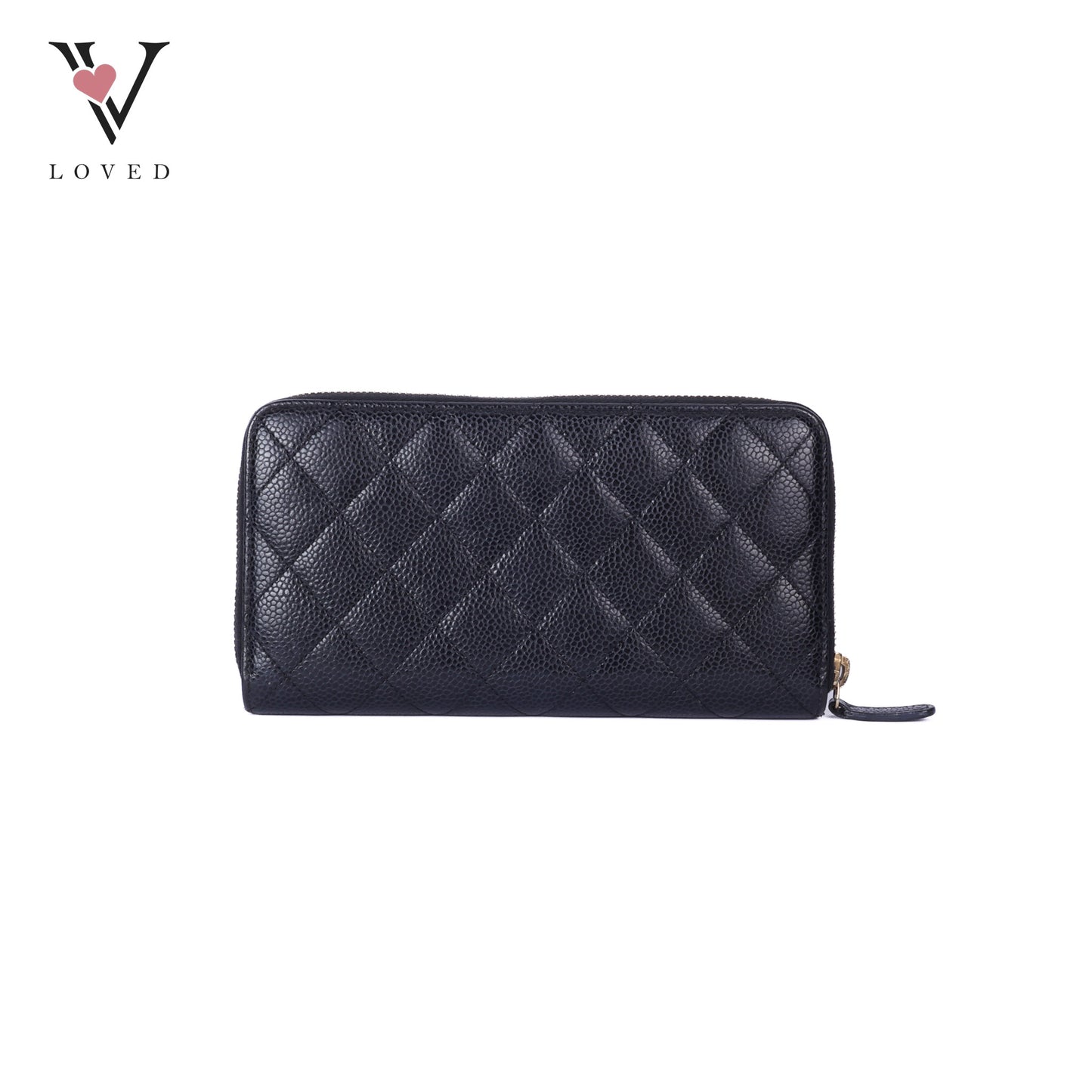 Quilted Caviar Zip Wallet