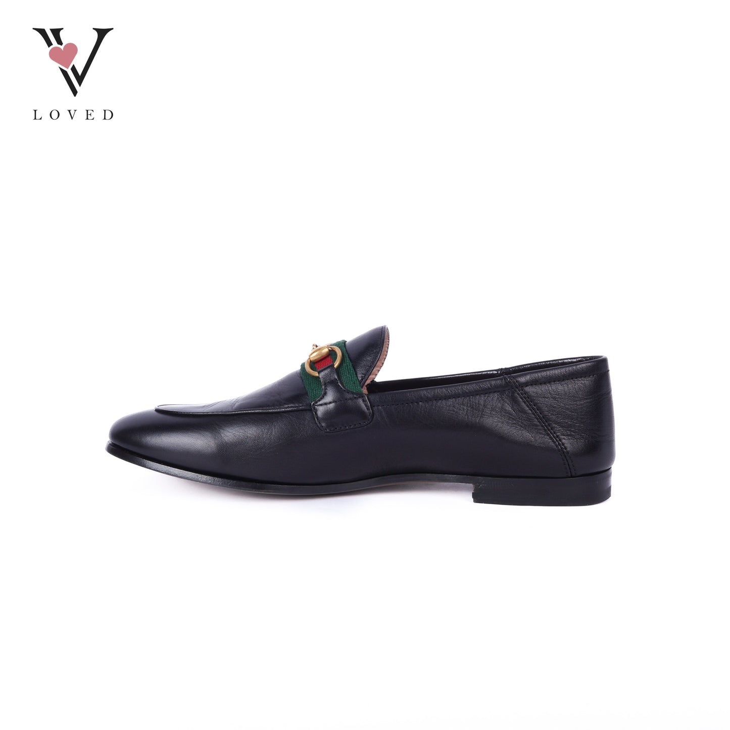 Black Leather Web Horsebit Loafers