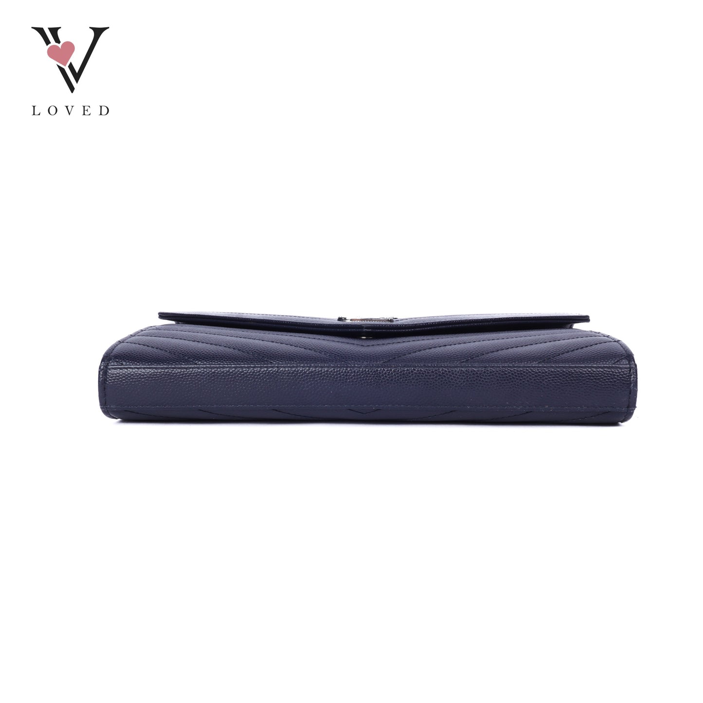 Dark Blue Cassandre Envelope Chain Wallet In Grain De Poudre Leather