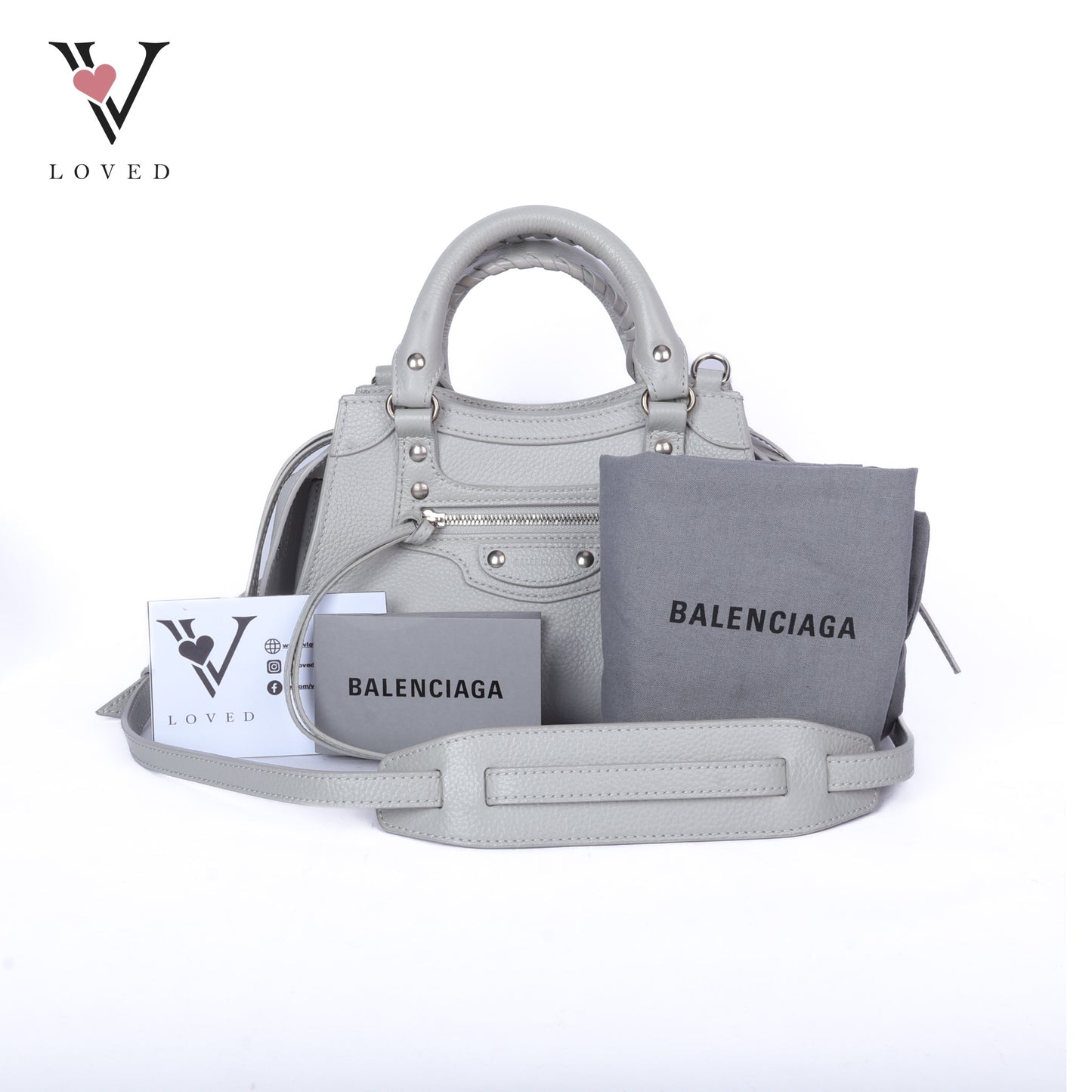 Grey Neo Classic City Mini Leather Handbag