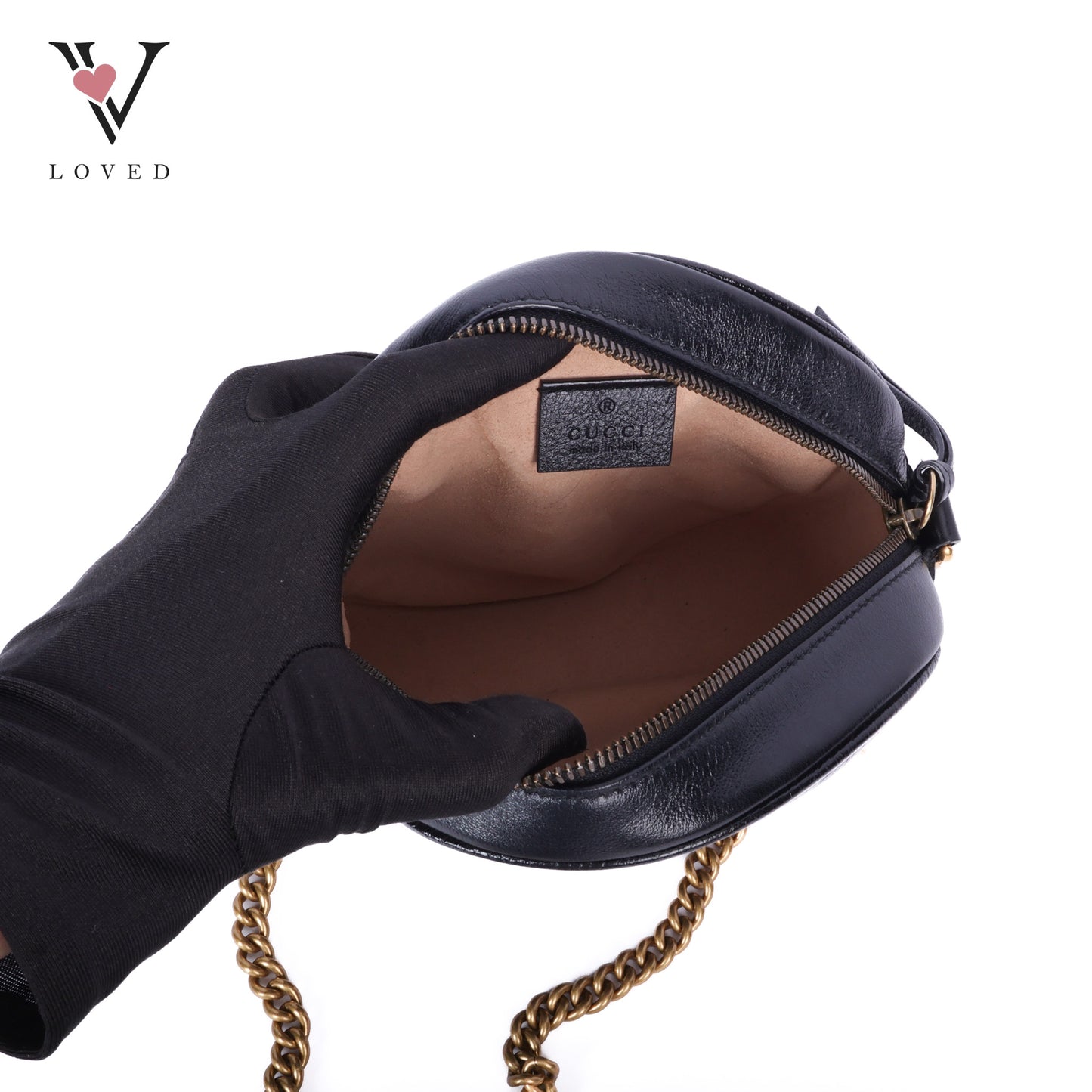 Black Matelasse GG Marmont Round Shoulder Bag