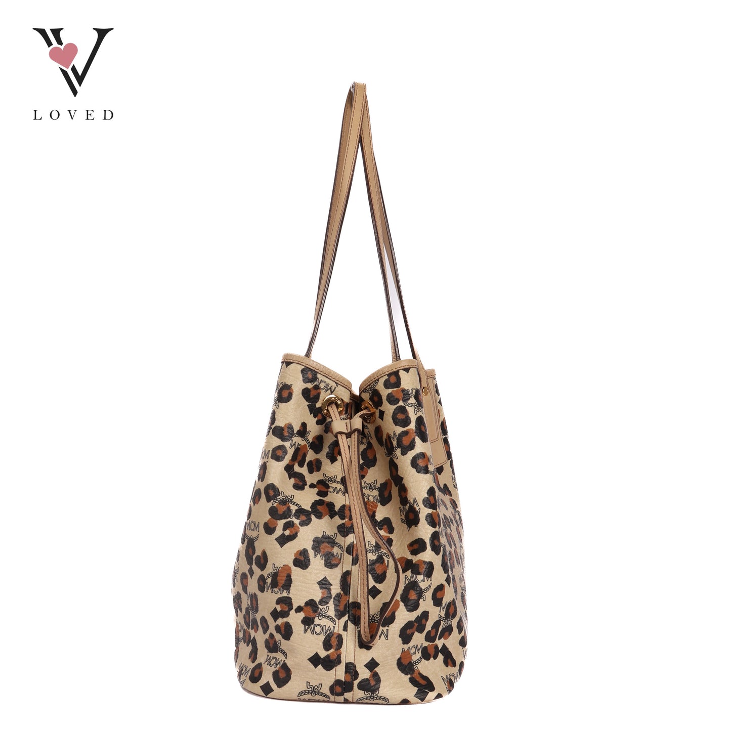 Visetos Leopard Print Leather Tote Bag