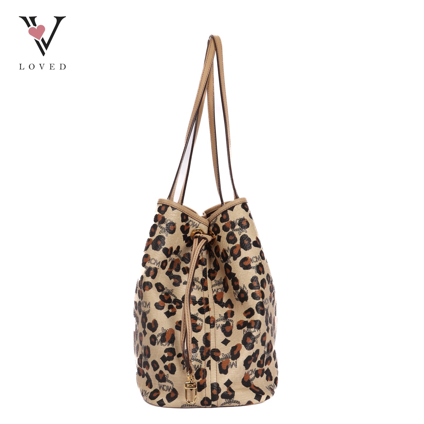 Visetos Leopard Print Leather Tote Bag