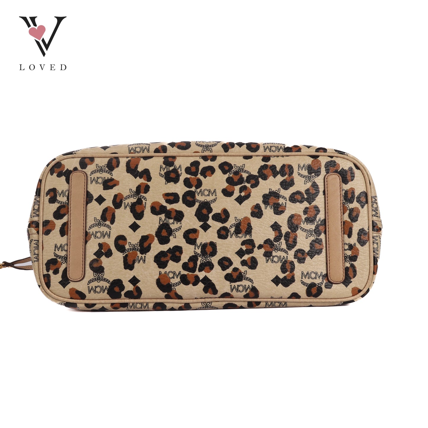 Visetos Leopard Print Leather Tote Bag