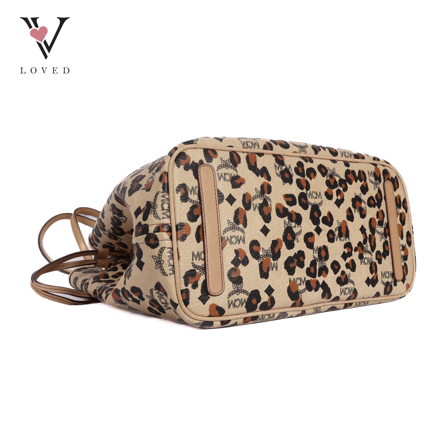 Visetos Leopard Print Leather Tote Bag