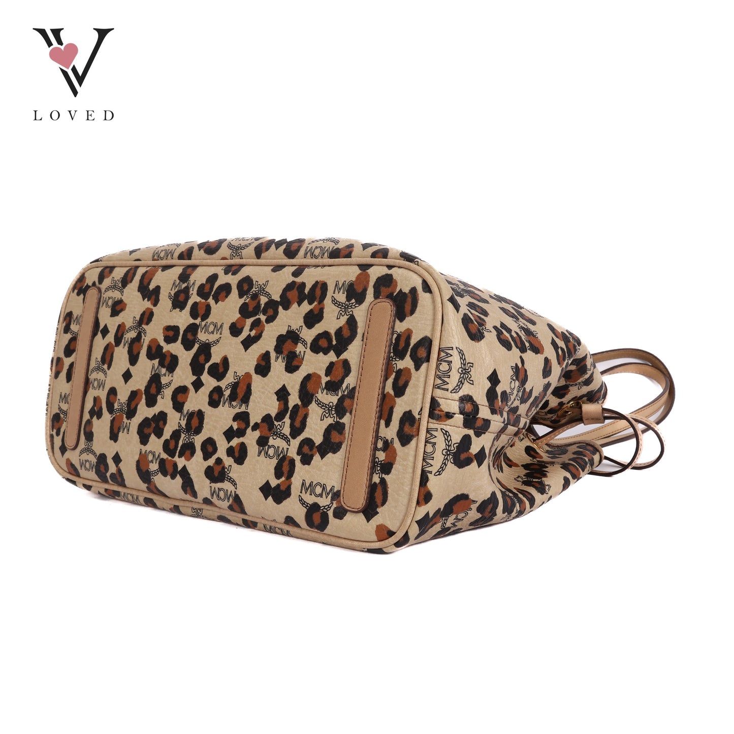 Visetos Leopard Print Leather Tote Bag