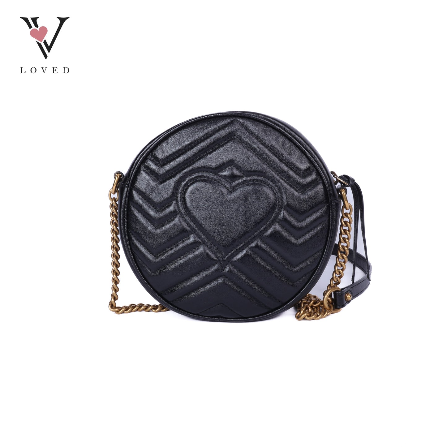 Black Matelasse GG Marmont Round Shoulder Bag
