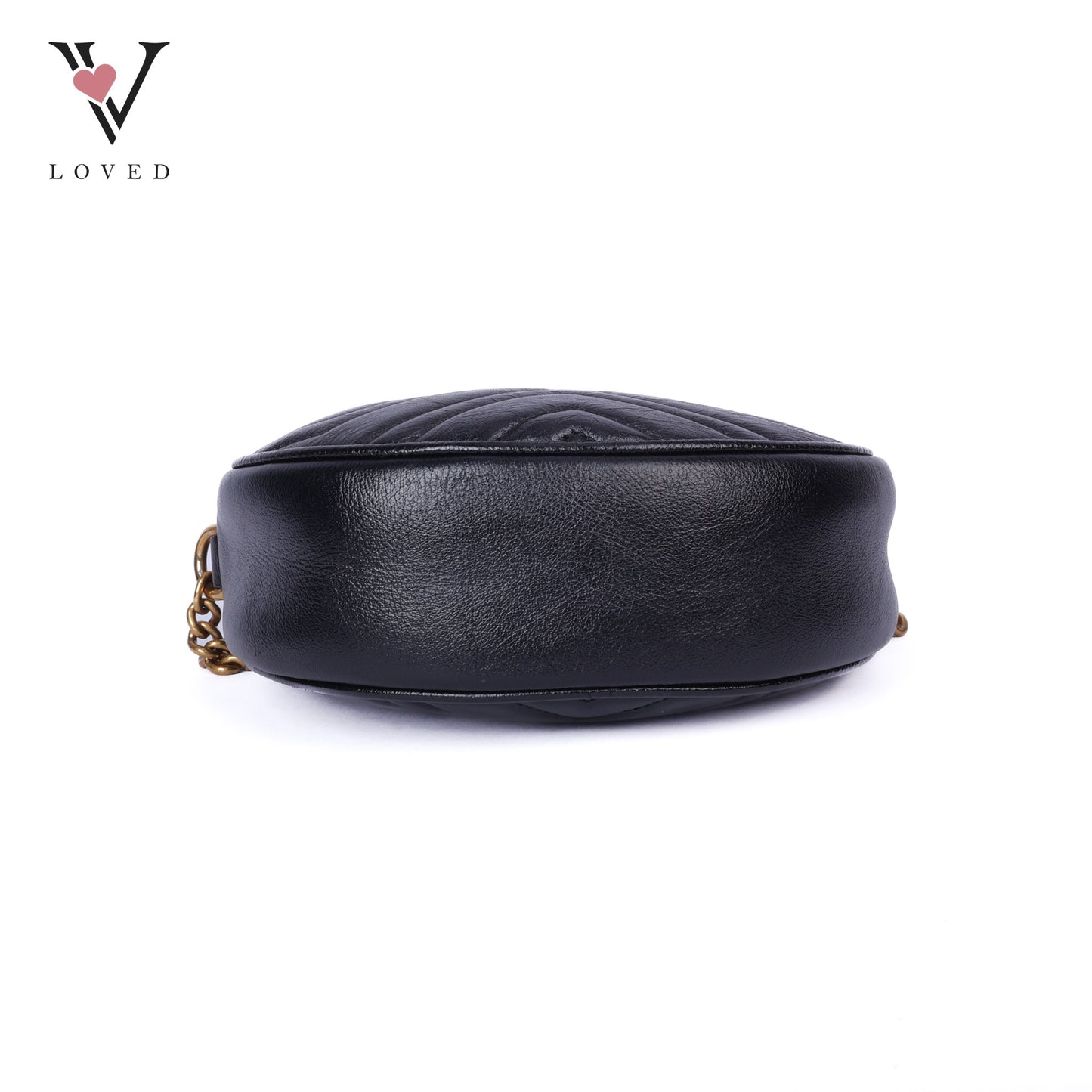 Black Matelasse GG Marmont Round Shoulder Bag