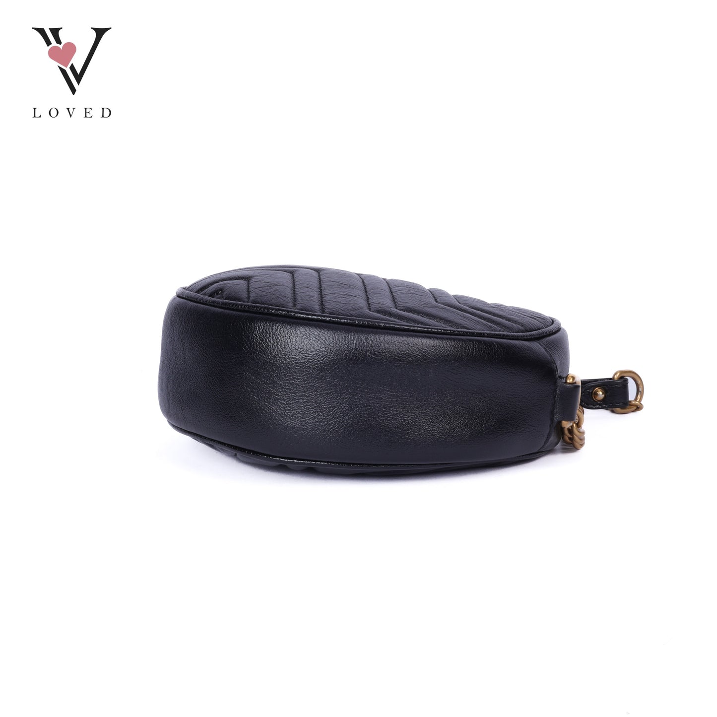 Black Matelasse GG Marmont Round Shoulder Bag