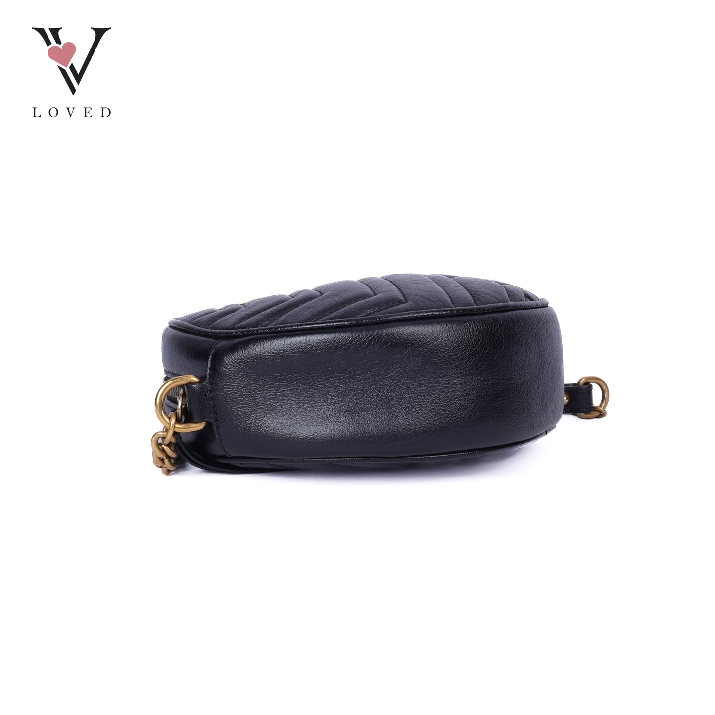 Black Matelasse GG Marmont Round Shoulder Bag