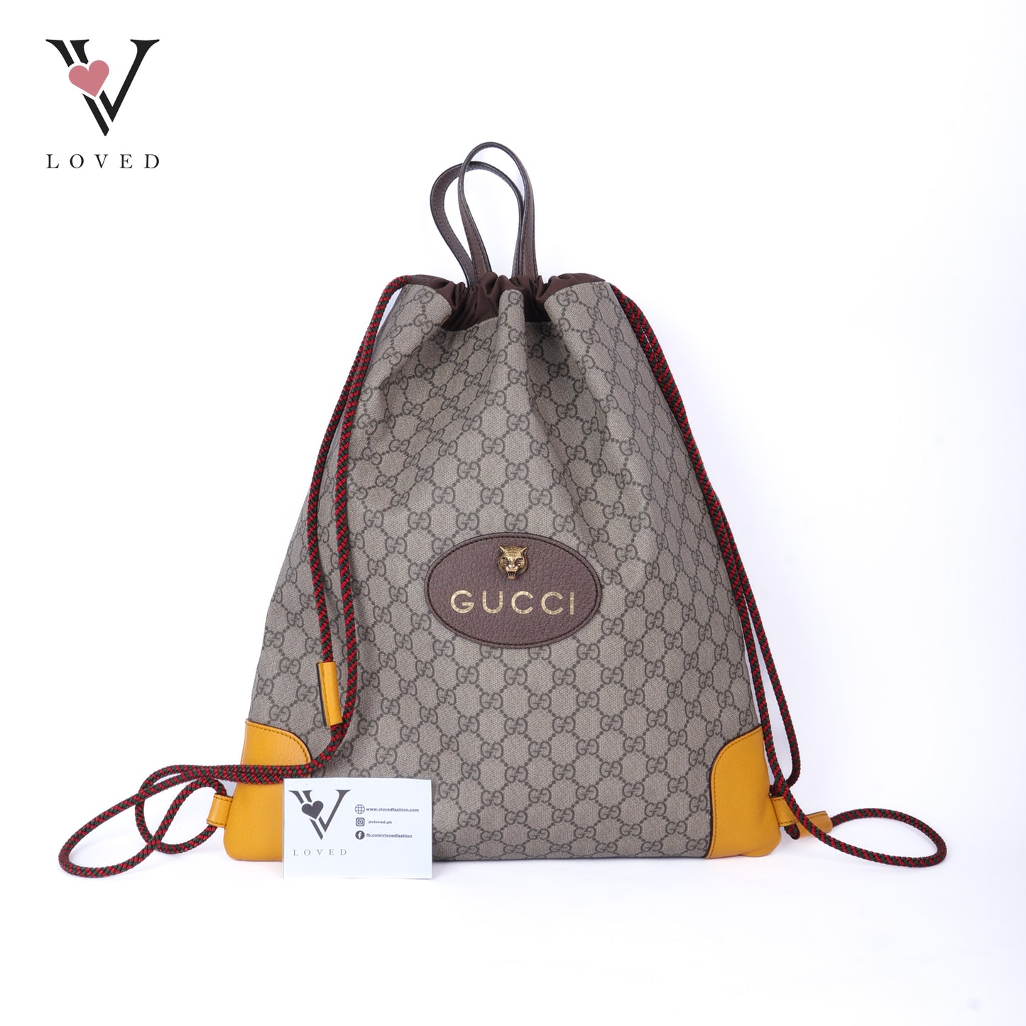 Brown GG Supreme Neo Vintage Drawstring Backpack