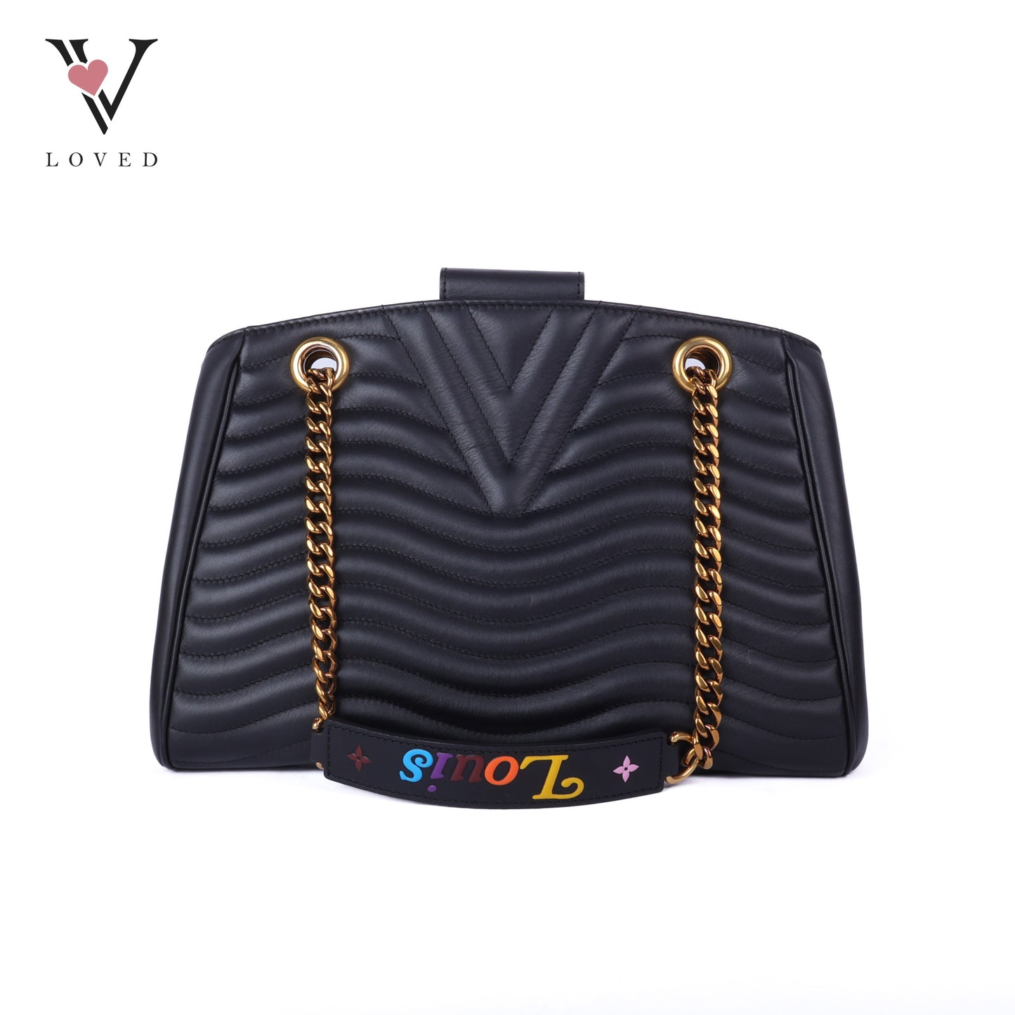 Noir Calf Leather New Wave Chain Tote Bag
