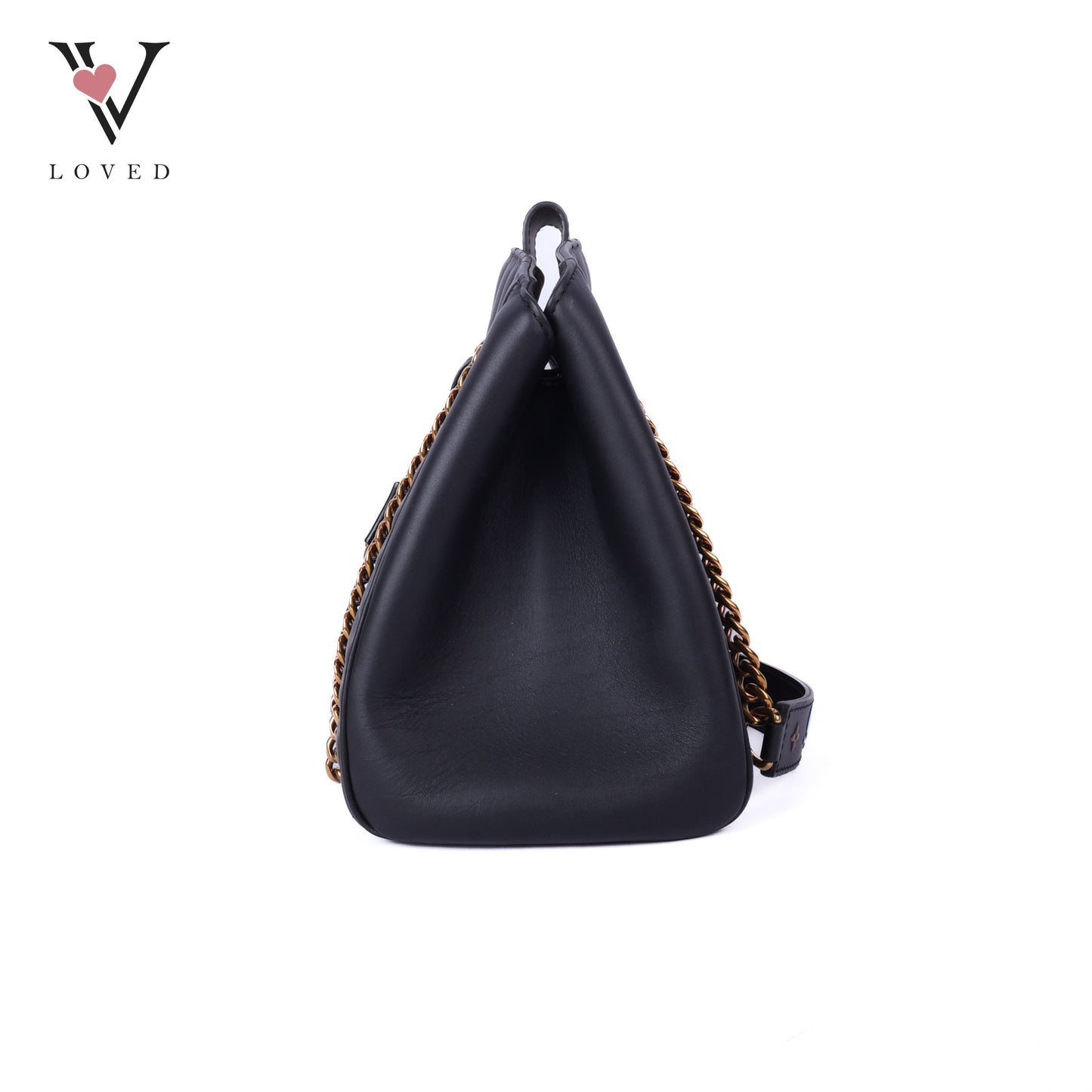 Noir Calf Leather New Wave Chain Tote Bag