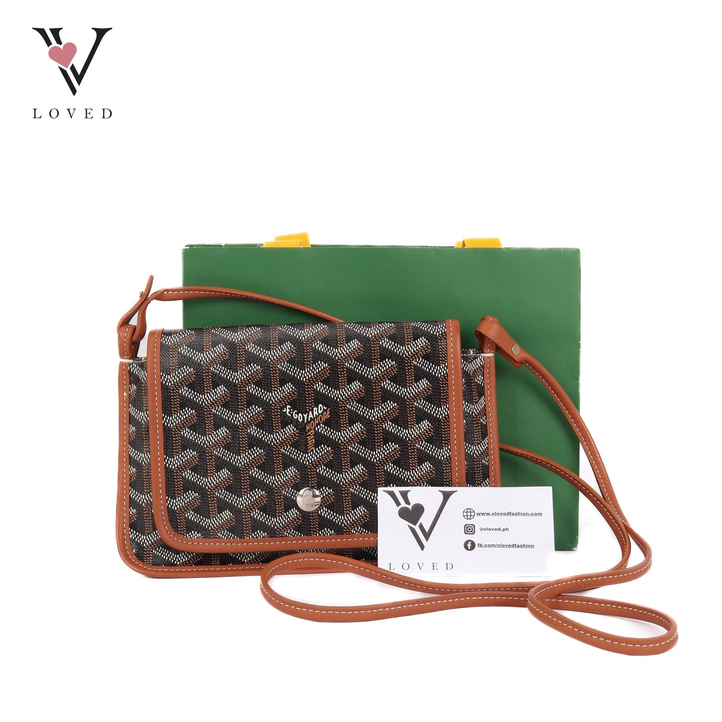Goyardine In Brown Coated Canvas Plumet Crossbody Bag