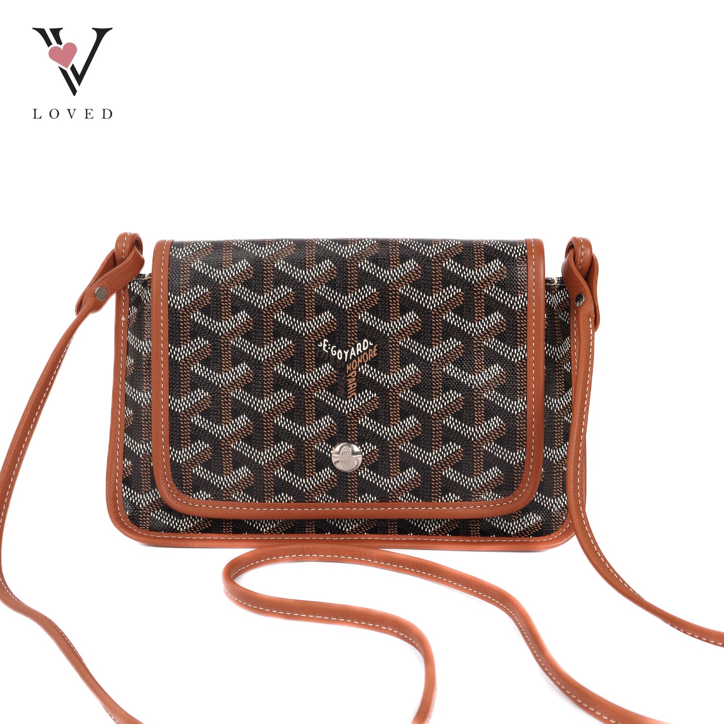Goyardine In Brown Coated Canvas Plumet Crossbody Bag