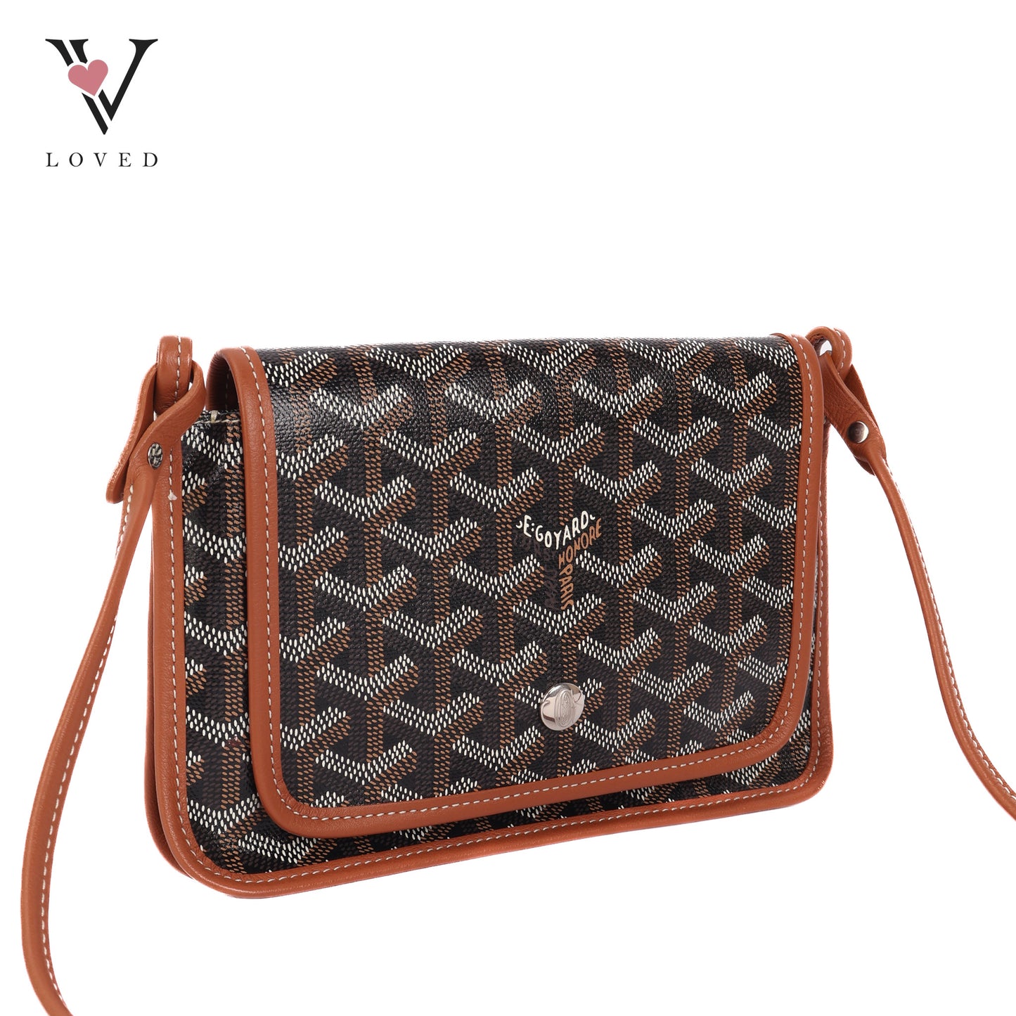Goyardine In Brown Coated Canvas Plumet Crossbody Bag