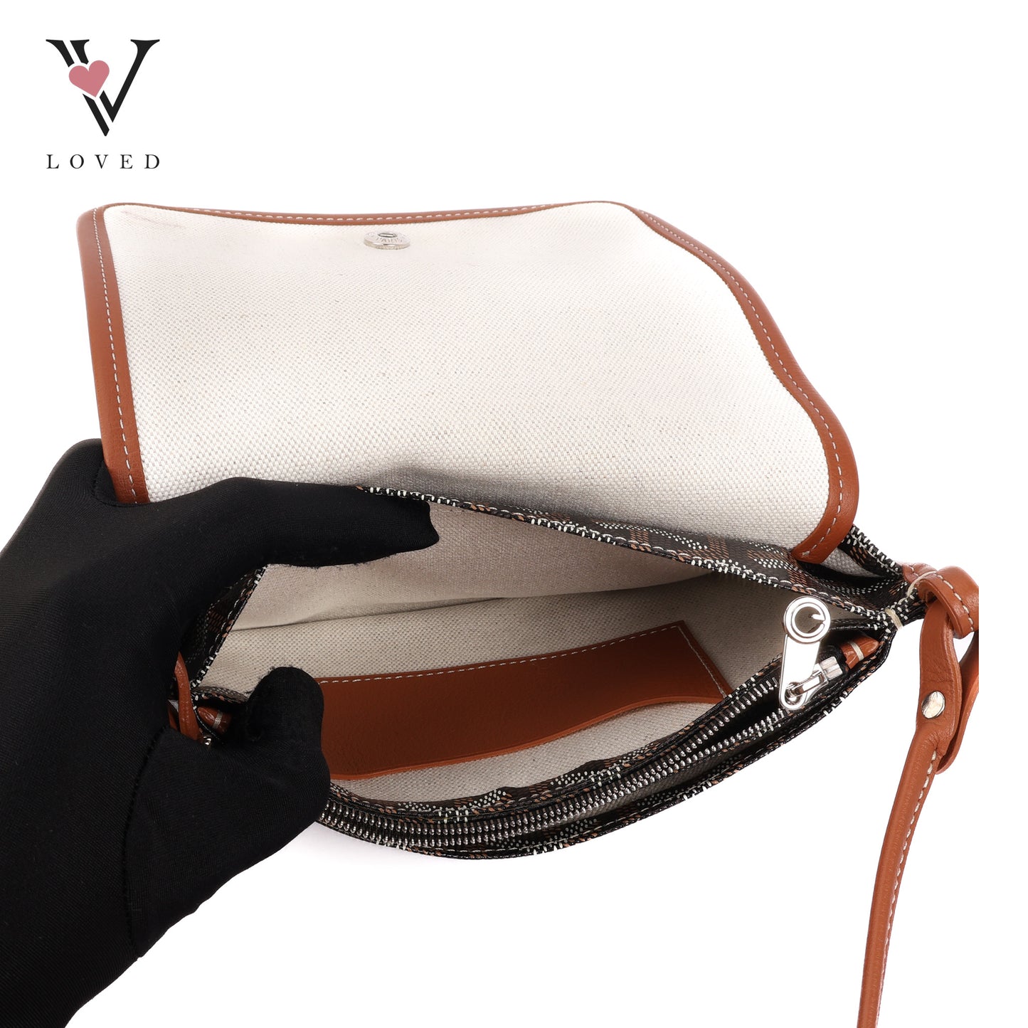 Goyardine In Brown Coated Canvas Plumet Crossbody Bag