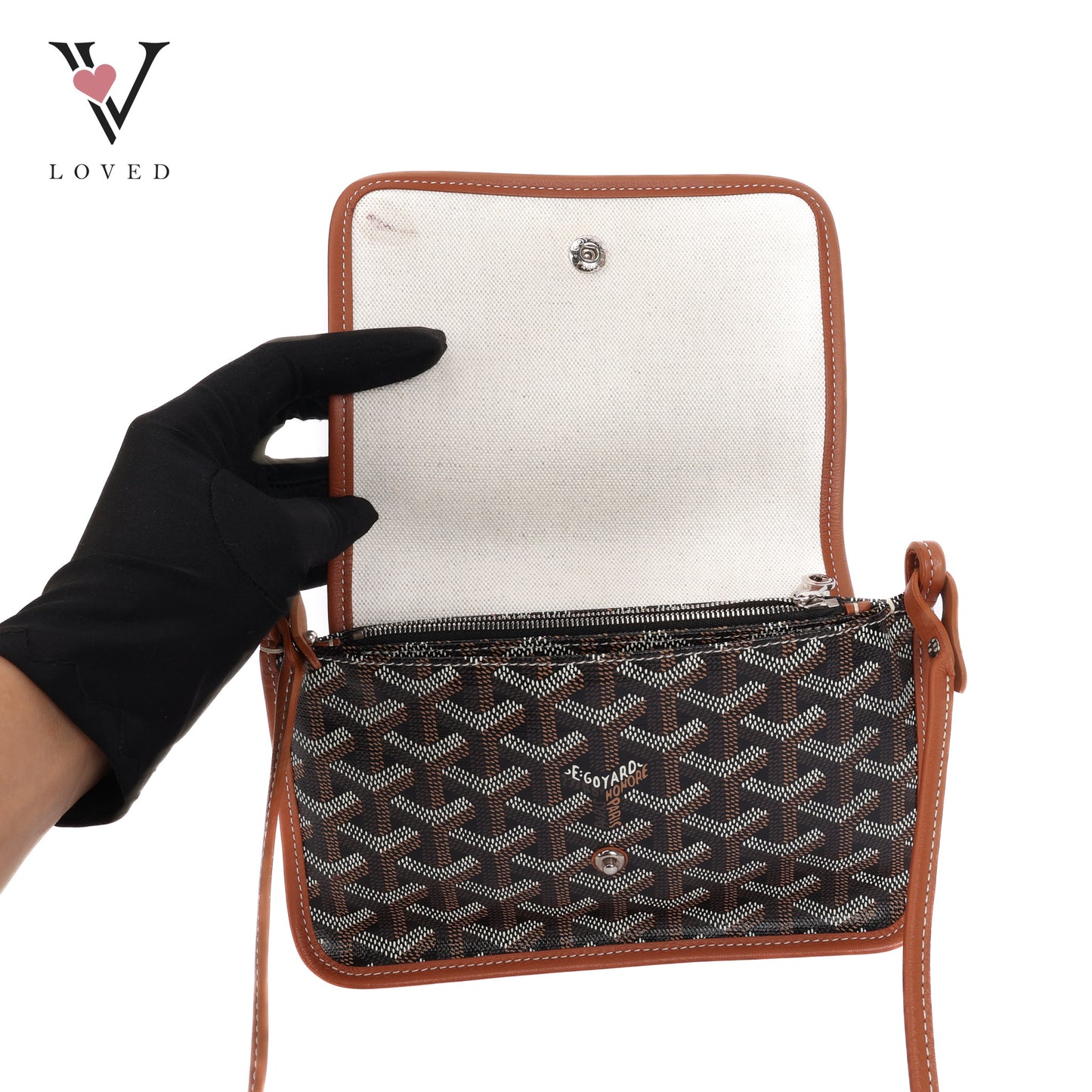 Goyardine In Brown Coated Canvas Plumet Crossbody Bag