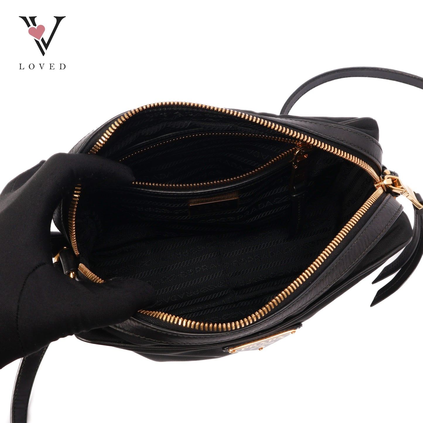 Crossbody Bag In Black Nylon And Leather