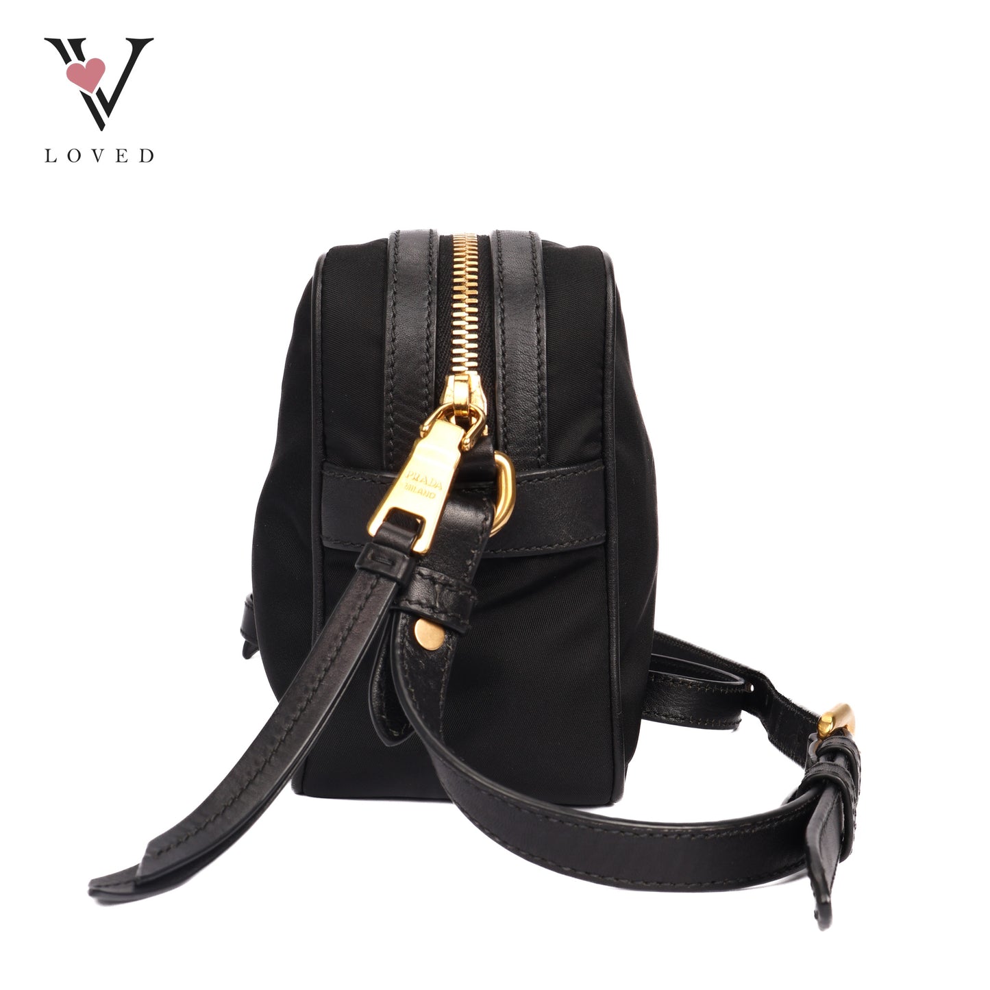 Crossbody Bag In Black Nylon And Leather