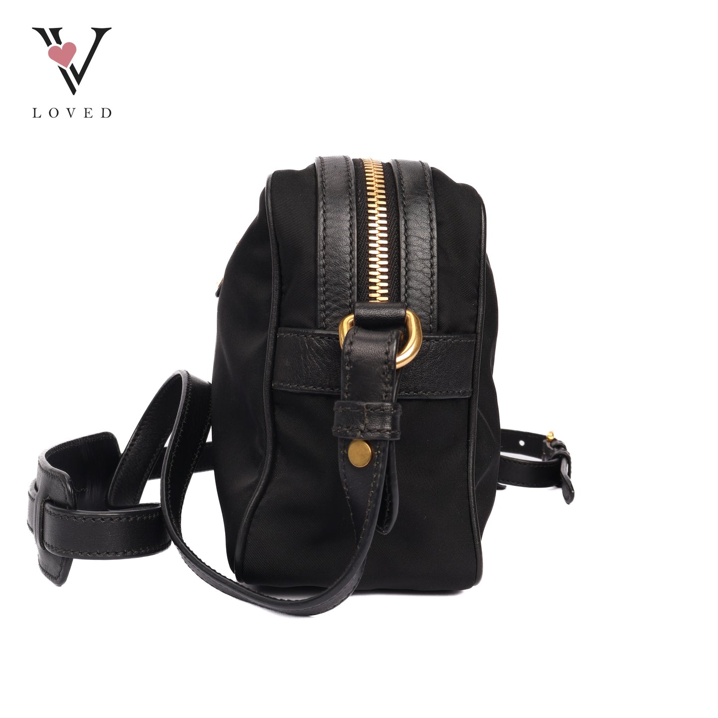 Crossbody Bag In Black Nylon And Leather
