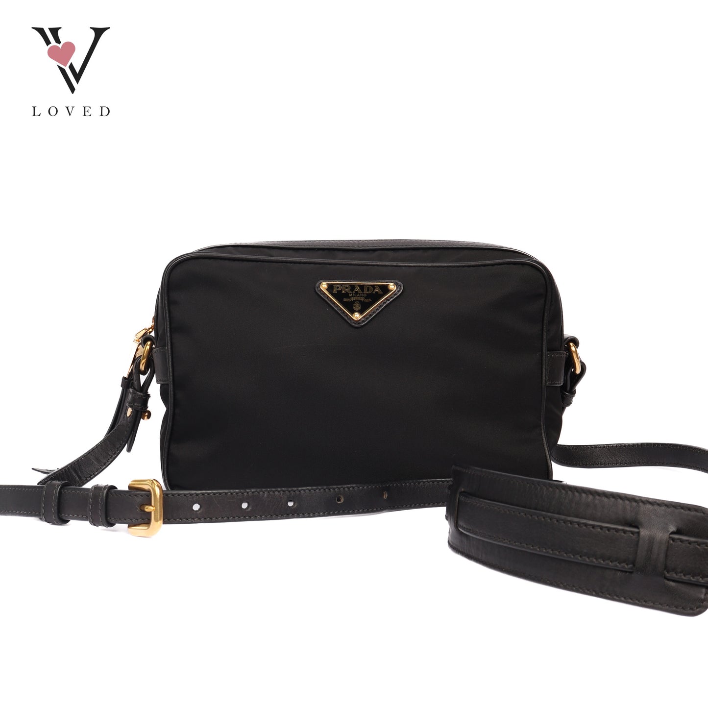 Crossbody Bag In Black Nylon And Leather